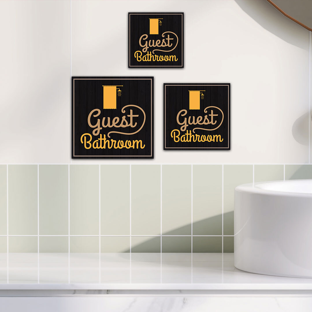 Square Plus Guest Bathroom Wall or Door Sign