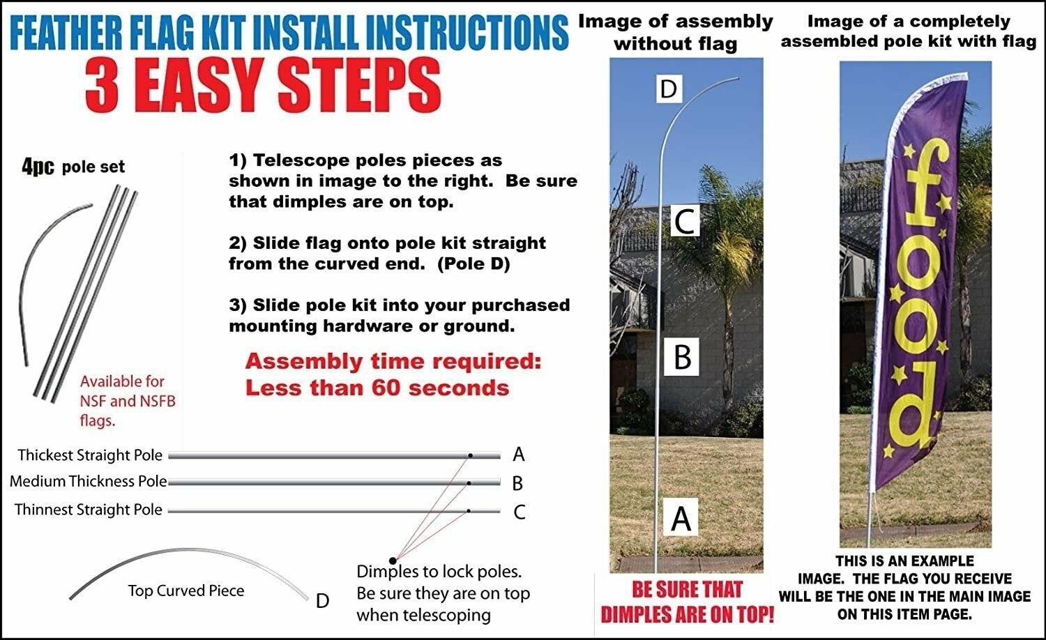 HOT PRICES 15ft Feather Banner Swooper Flag Kit – INCLUDES 15FT POLE KIT…