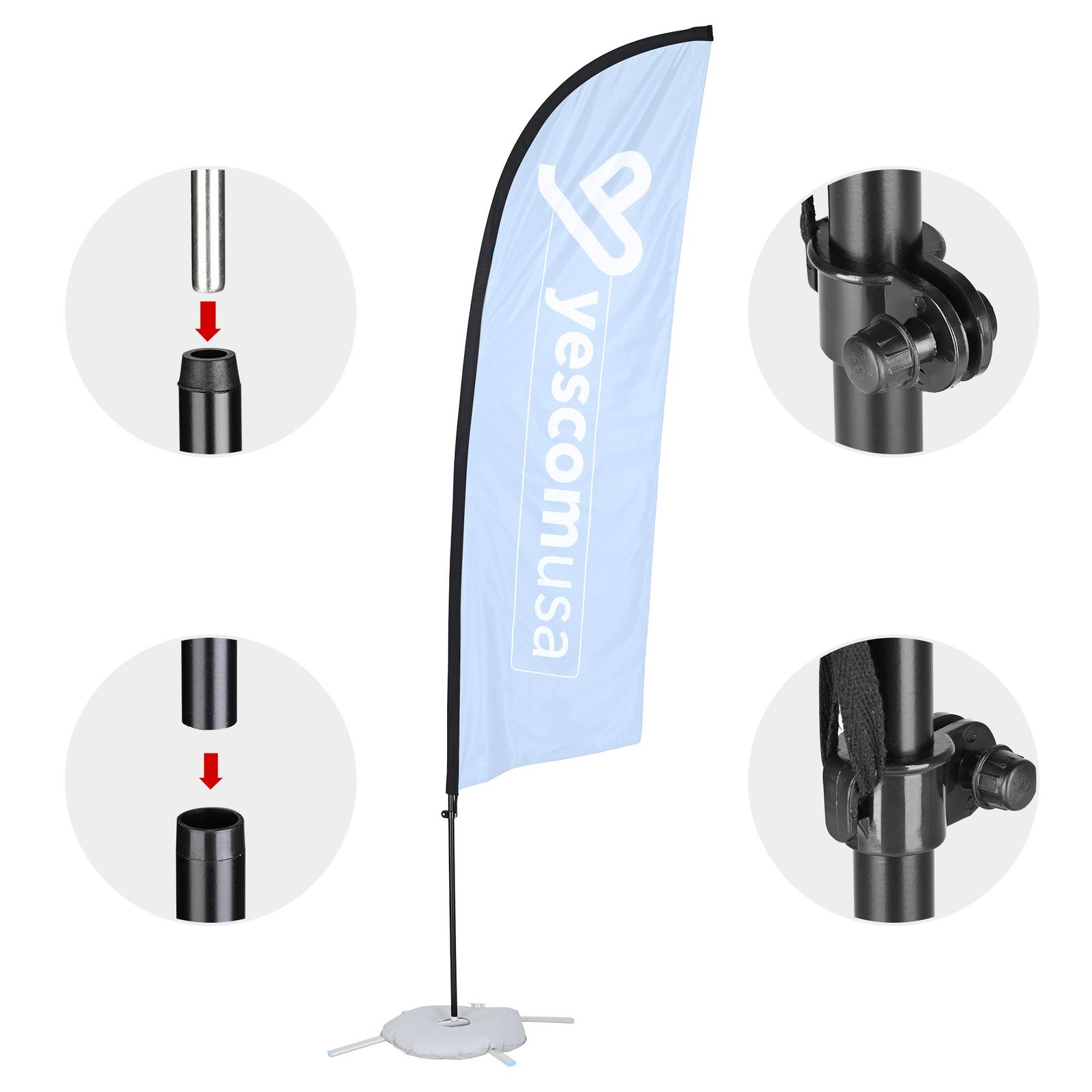 InstaHibit 10 Pack 11ft Feather Flag Pole Kit for Business Advertising Flags