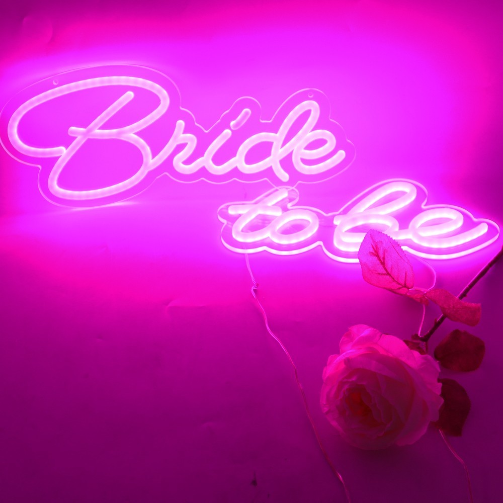 LED Neon Sign Bride to be,Integrative Sign Length 6.53X15.63+5.39X11.97 in(Pink)