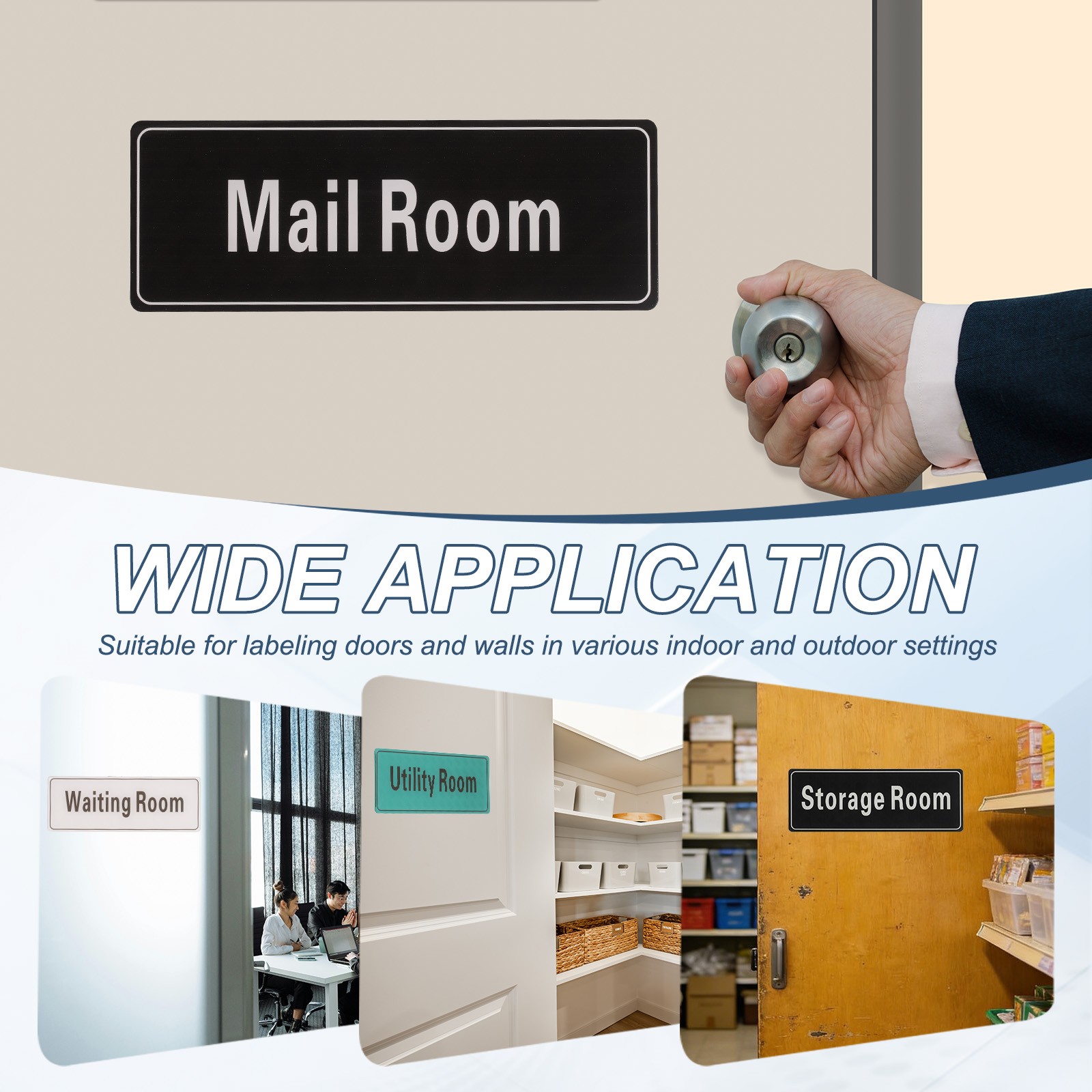 9″x3″ Break Room, 1Pcs Room Door Sign, Light Orange with Charcoal Gray Text