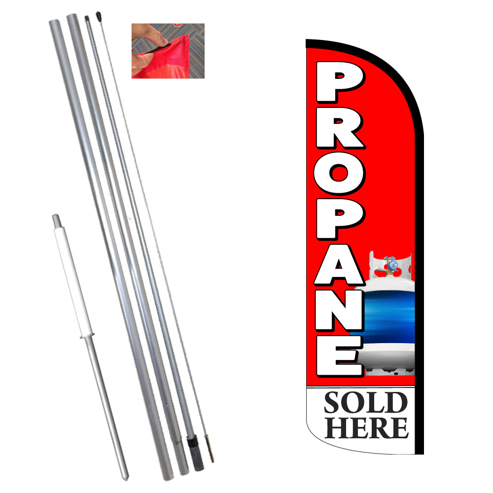 PROPANE Premium Windless Feather Flag Bundle (Complete Kit) OR Optional Replace