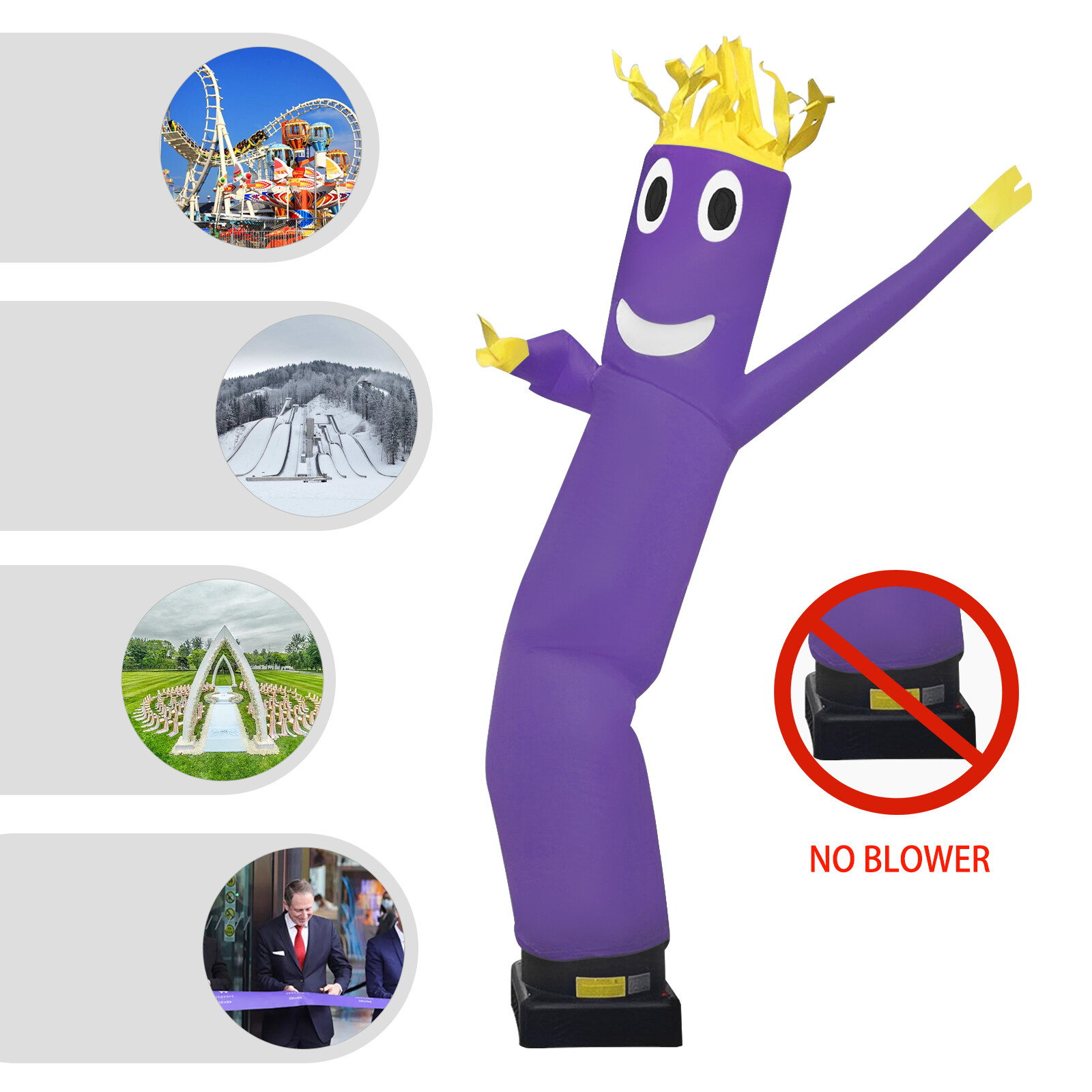 Purple 10Ft Inflatable Tube Man Advertising Display Plaid Fabric