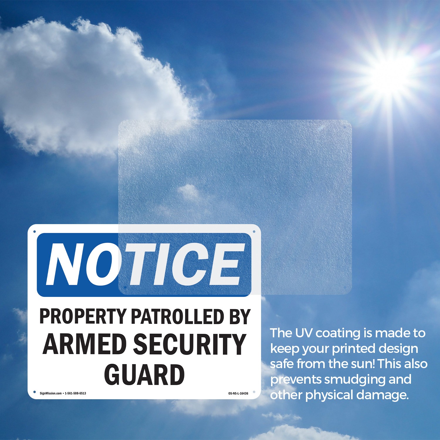 Property Patrolled By Armed Security Guard OSHA Notice Sign, Decal 5 or 10 Pack