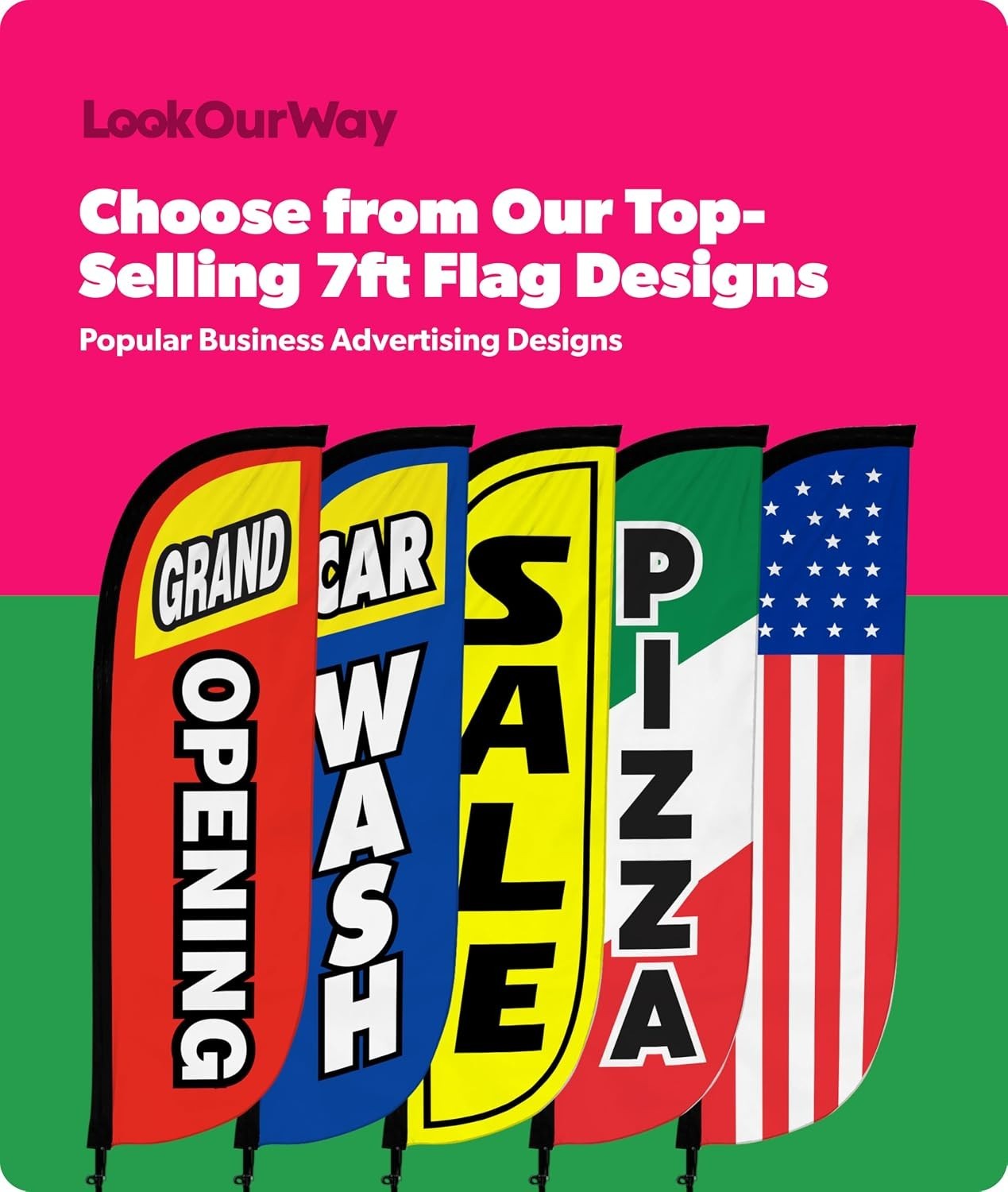 7ft Feather Flag Kit – Eye-Catching Red & Yellow Banner for Business Promotion