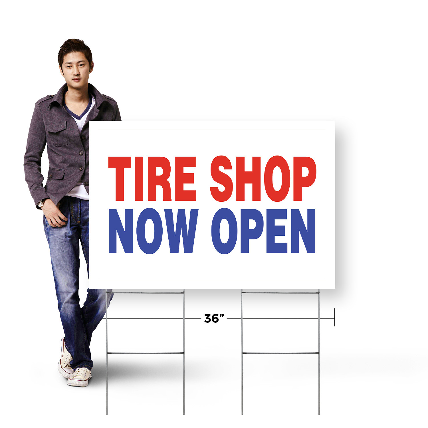 Tire Shop Now Open Yard Sign Grand Opening, Reliable Services, Clear Messaging