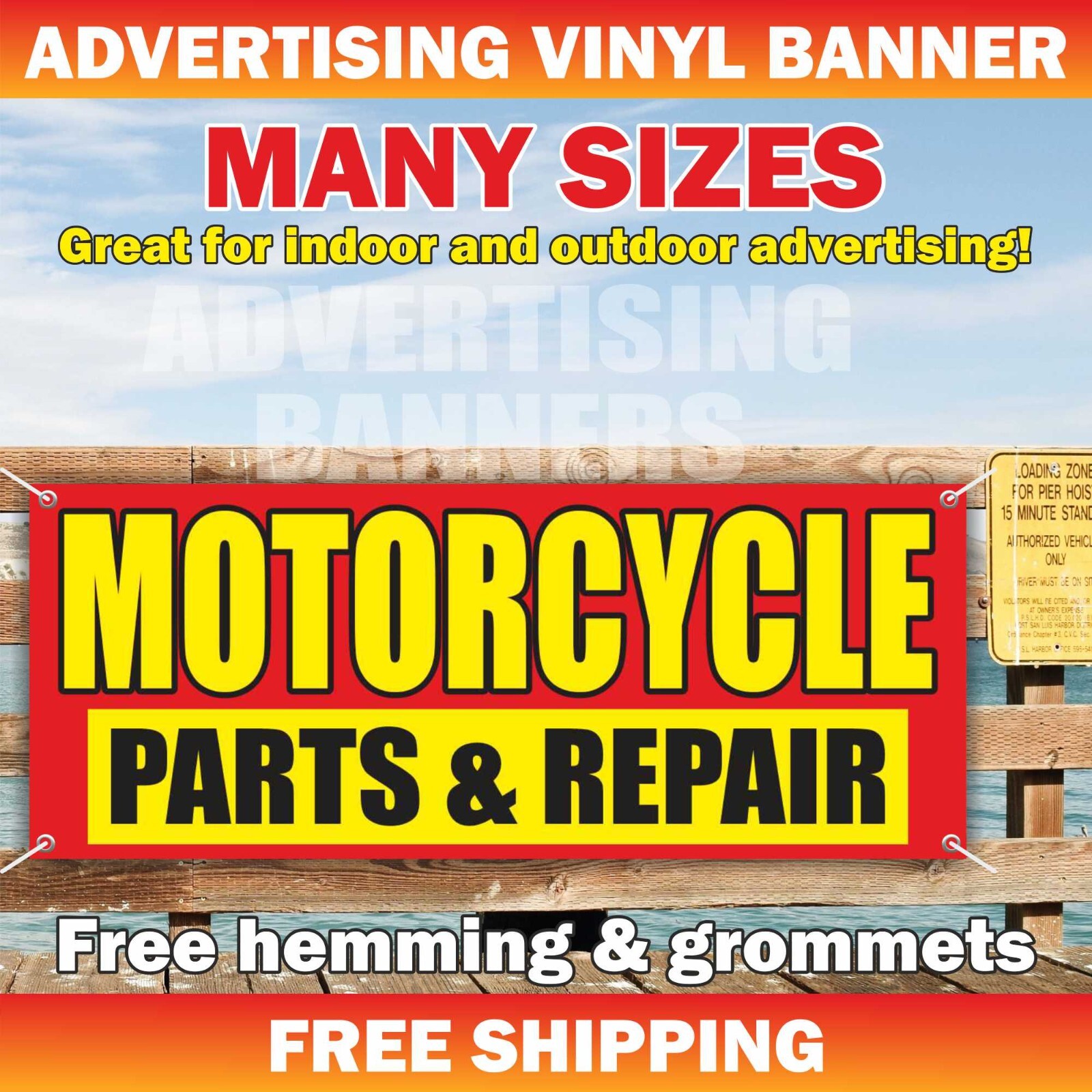 MOTORCYCLE PARTS & REPAIR Advertising Banner Vinyl Sign Service Store Garage