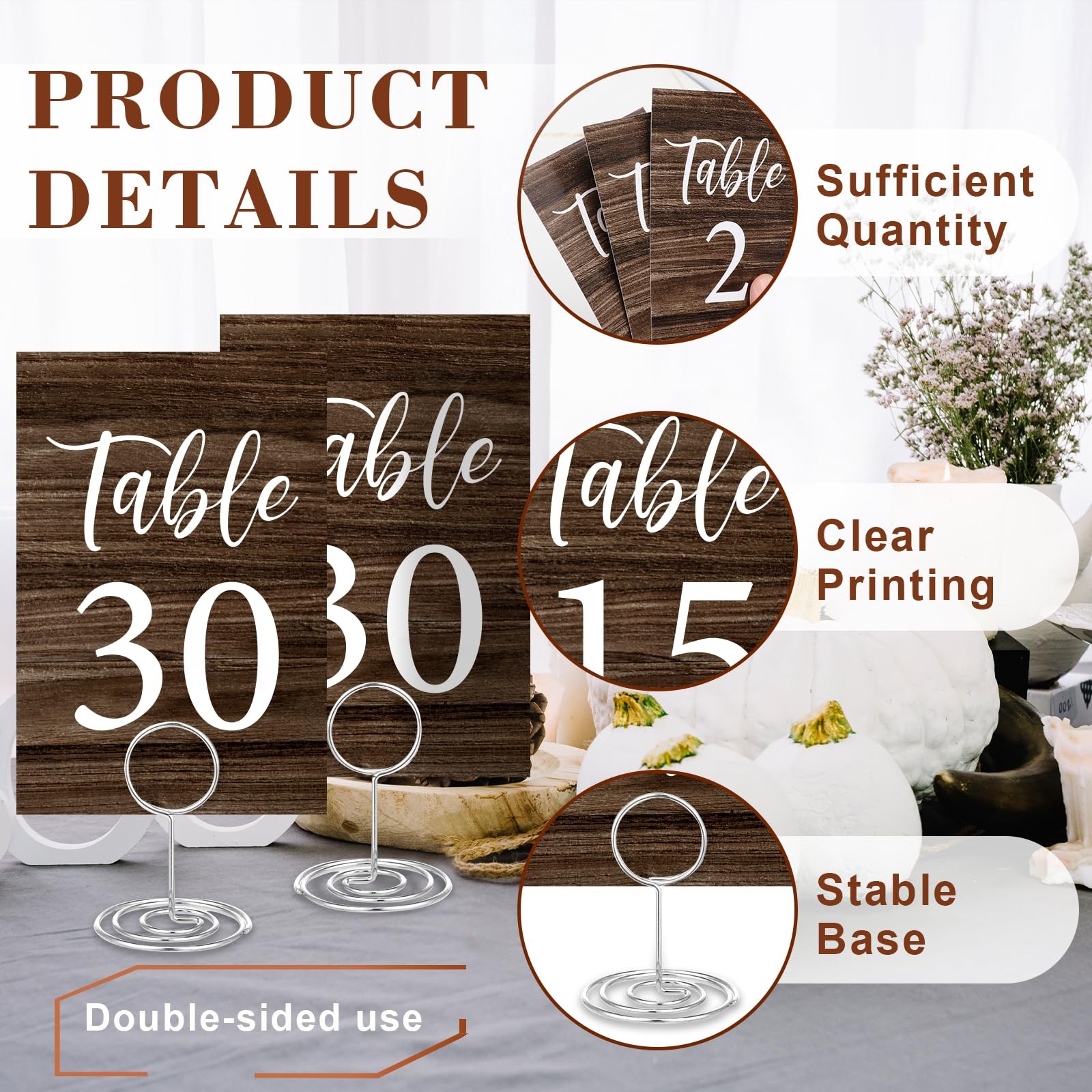 Rustic Wedding Table Numbers 130 Cards Holders Signs Reception 4×6 Inch