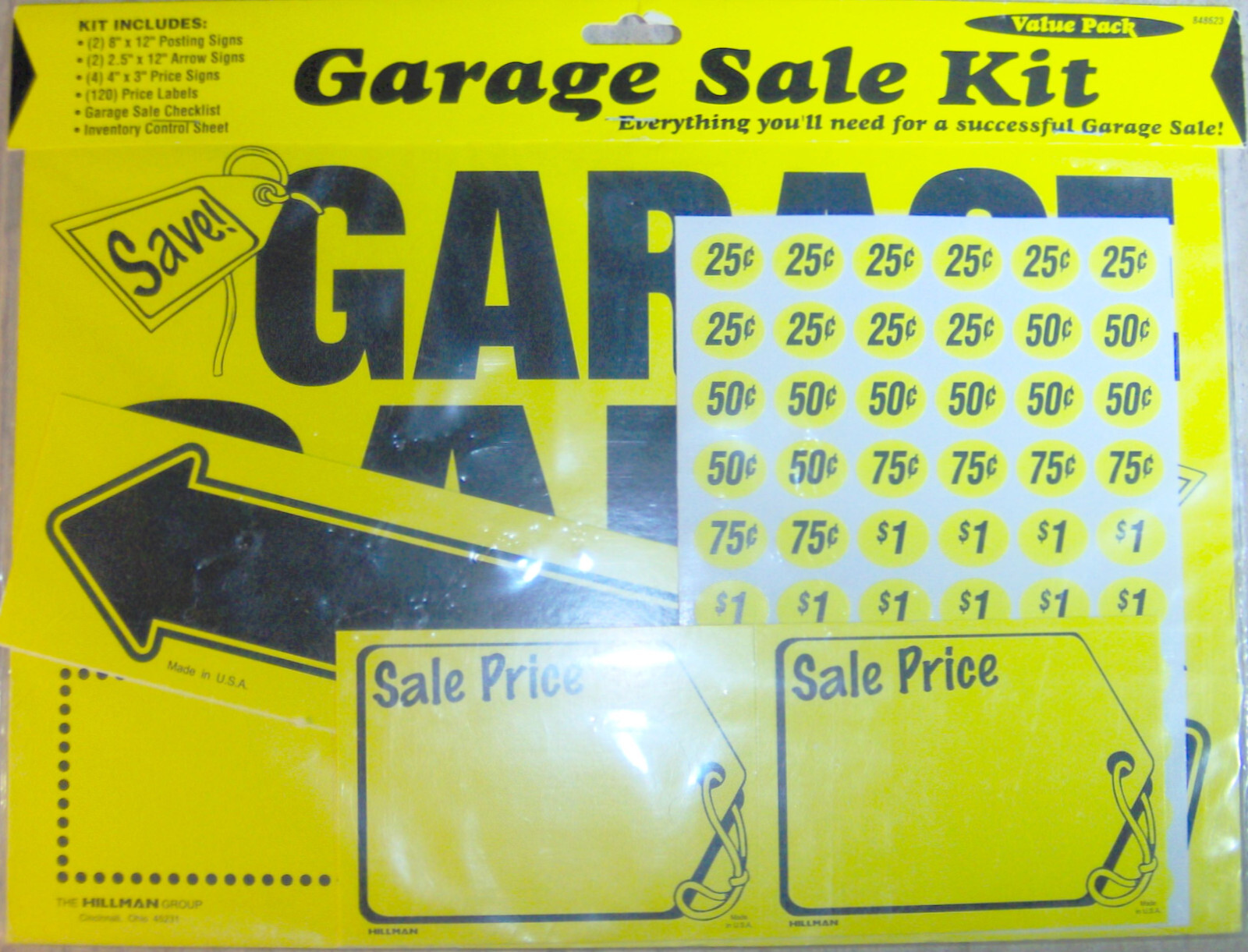 Garage Yard Sale SIGN KIT 8″x12 SignS arrows Price Label Stickers HILLMAN 848623