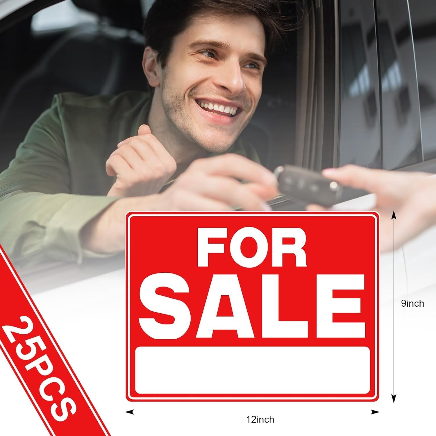 Seajan 25 Pcs for Sale Signs for Car 9 x 12 Inches Auto Sales Signs Vehicle, Hou