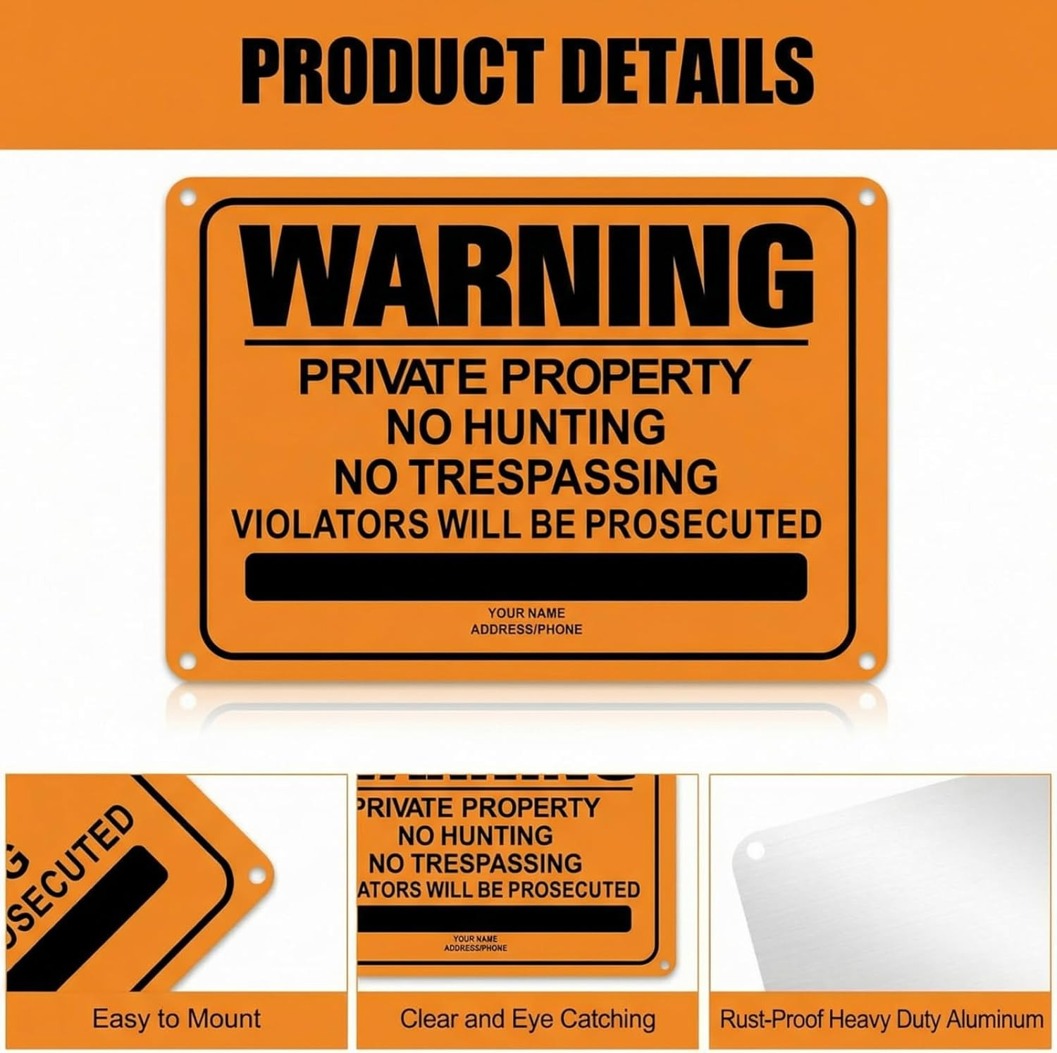 8 Pcs No Trespassing Signs 10 X 7 Inch Private Property Reflective