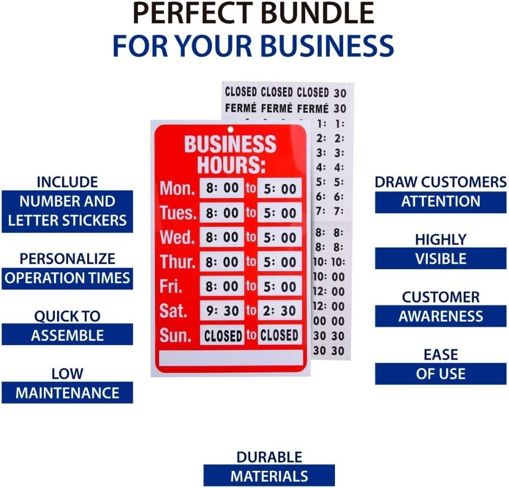 Customizable Open & Closed Business Hours Sign – Ideal for Retail & Cafes