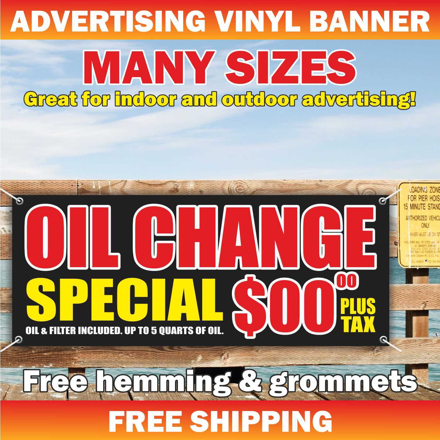 OIL CHANGE Advertising Banner Vinyl Mesh Sign service repair car auto diagnostic