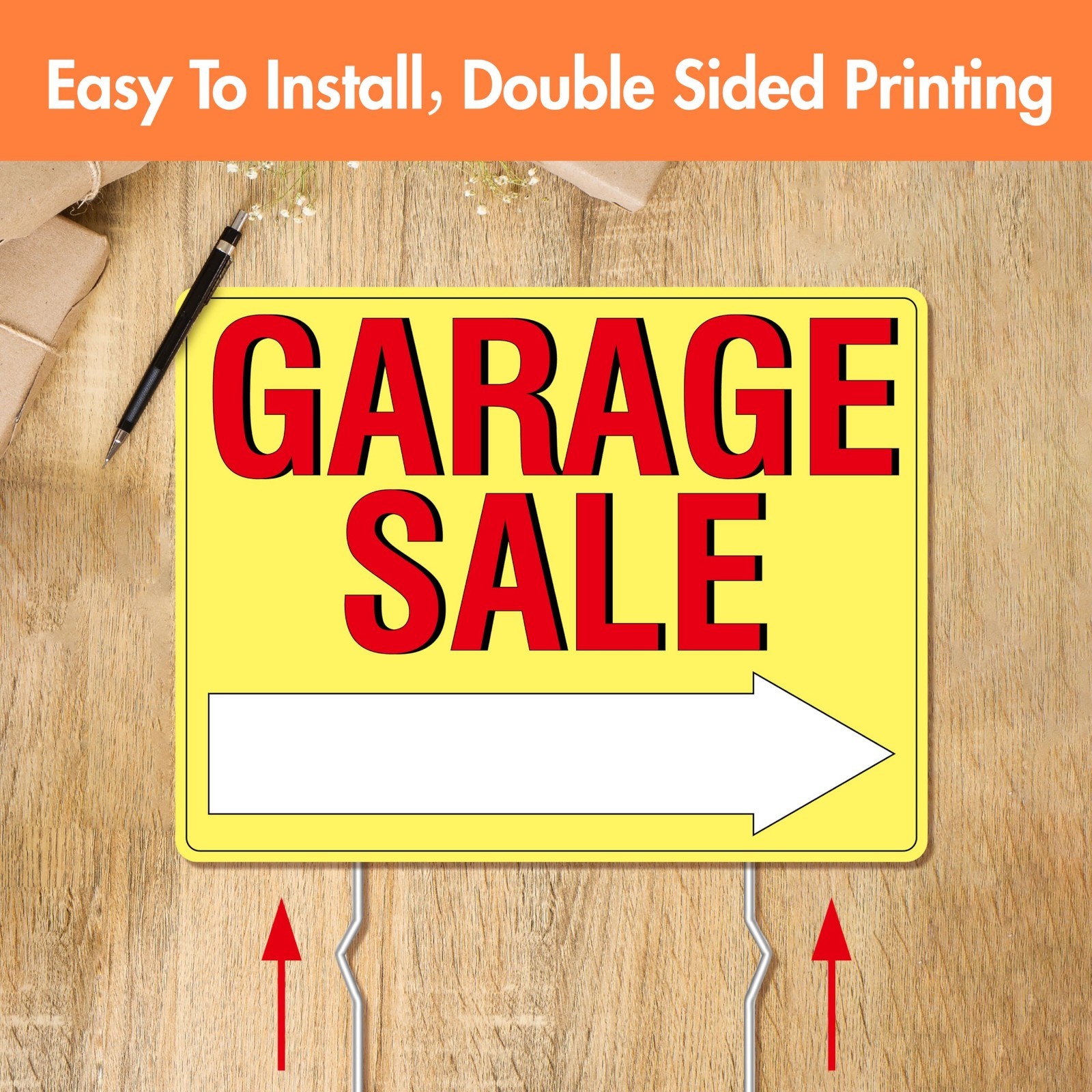 3PCS Double-Sided Garage Sale Signs with 6 Metal Stakes & 960 Price Labels – Bri