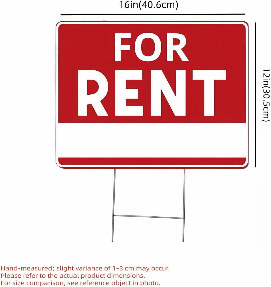2 Pack Rent Signs 16X12″ Double-Sided Plastic H Stakes Waterproof