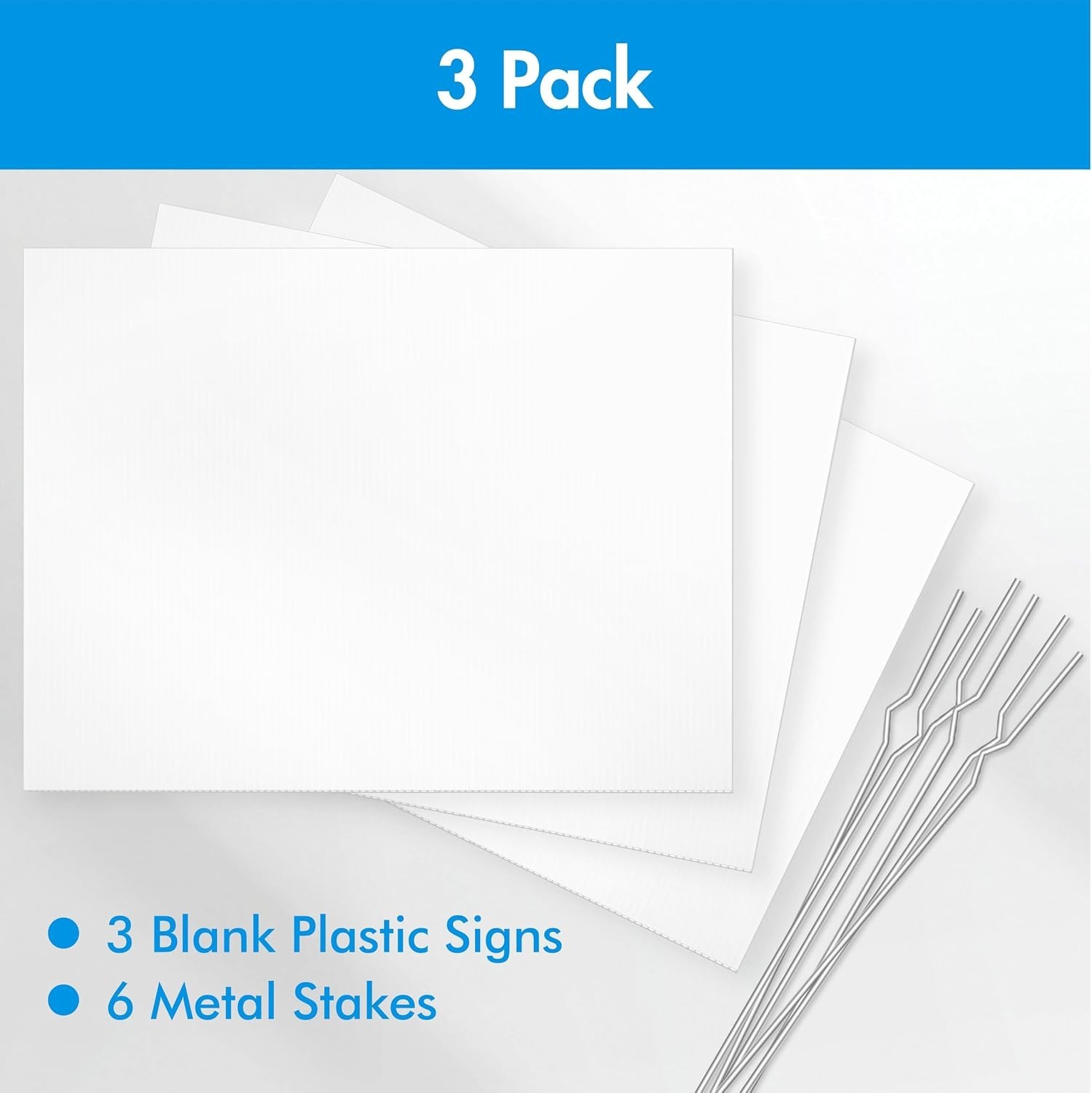 3 Pack Blank Yard Signs, Blank Unprinted Board Signs with 6 Metal Stakes, All…