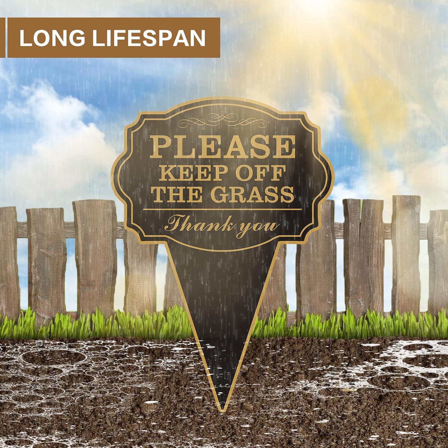 Double Sided Yard Sign, Stay off Grass with Stake, 10″X14″ Please Keep off the G