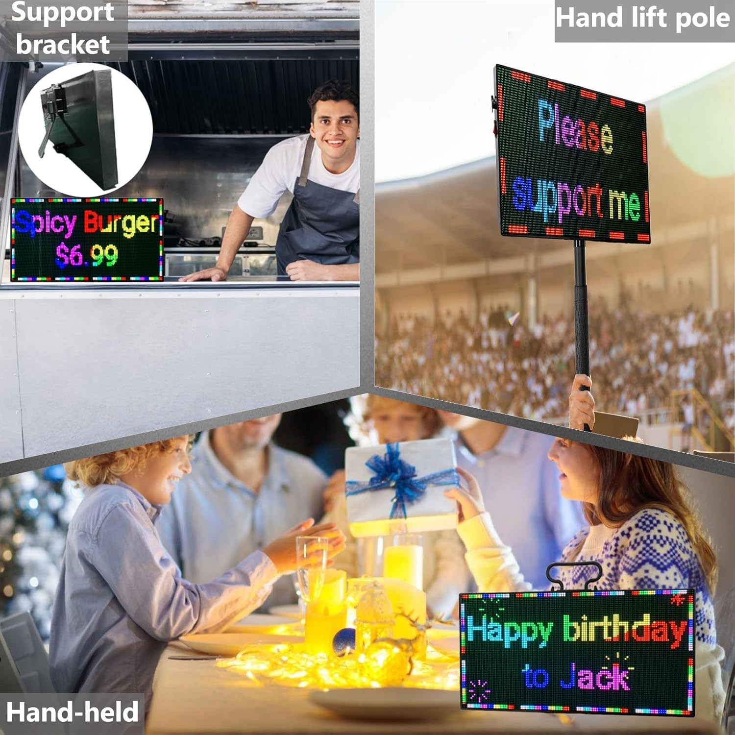 P2.5 Programmable LED Sign Board 15×7 Inch – WiFi-Controlled Portable Display