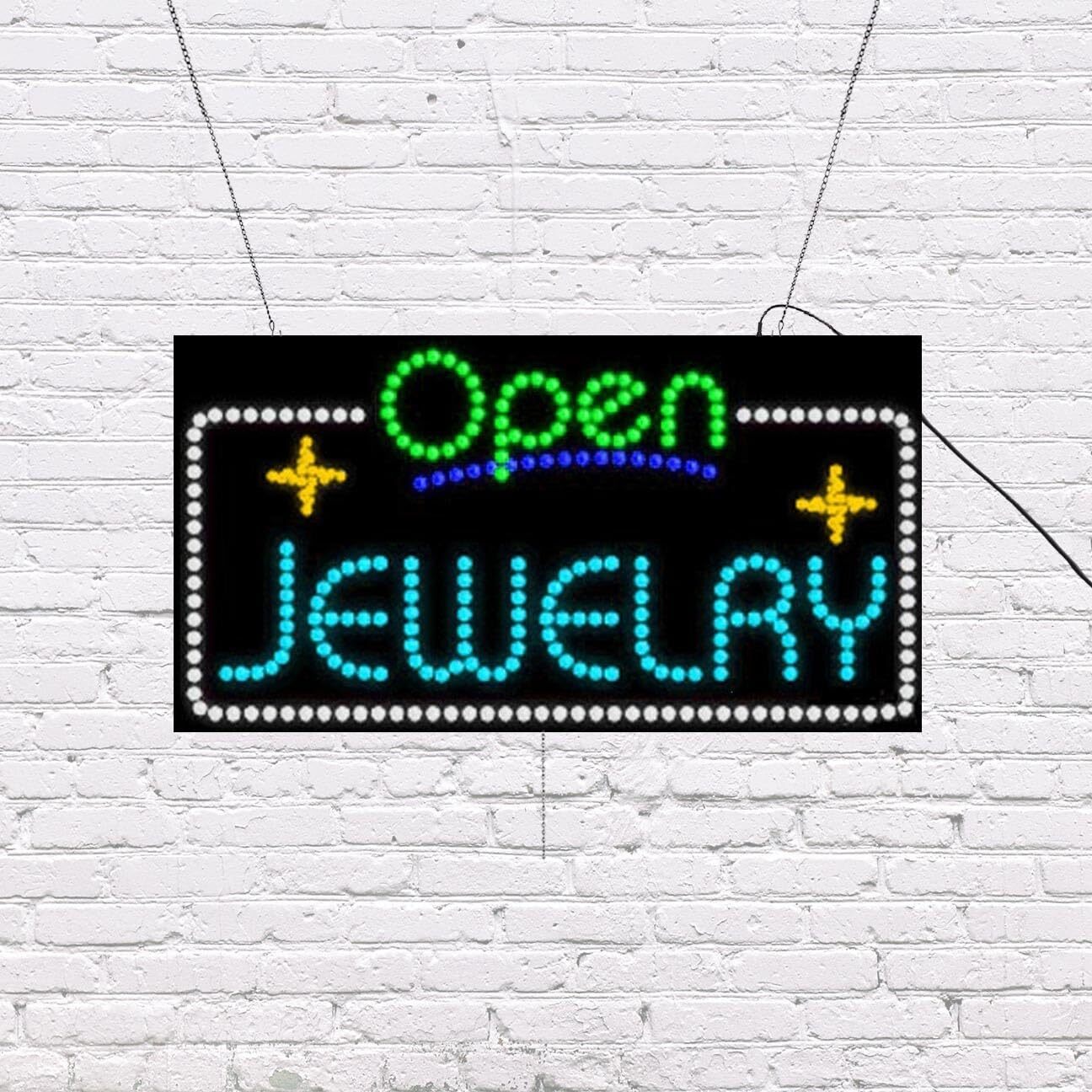 LED Open Jewelry | Light-up Sign | 31″W x 17″H x 2″D