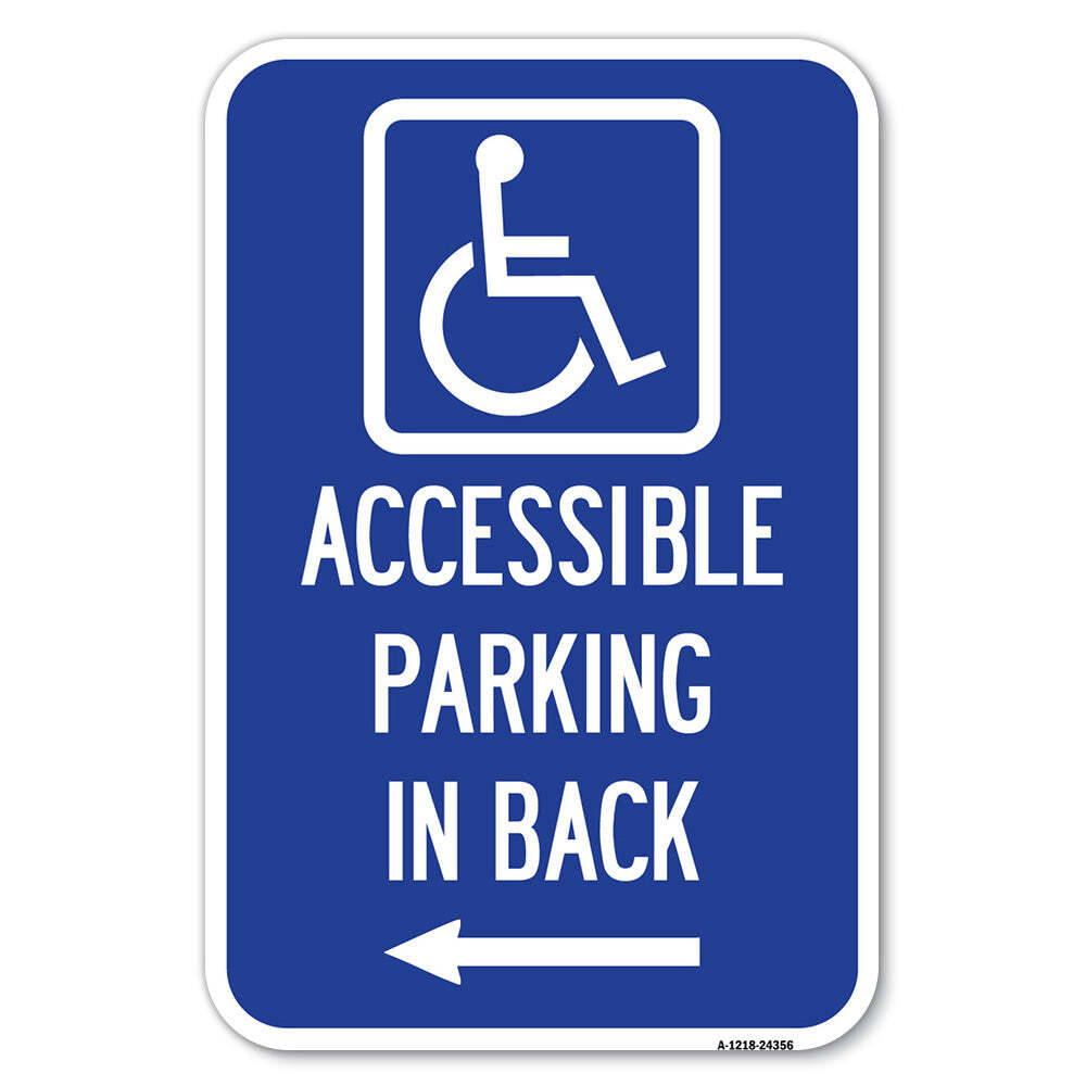 Accessible Parking on Left Arrow With Graphic) Heavy Gauge Aluminum Parking Sign