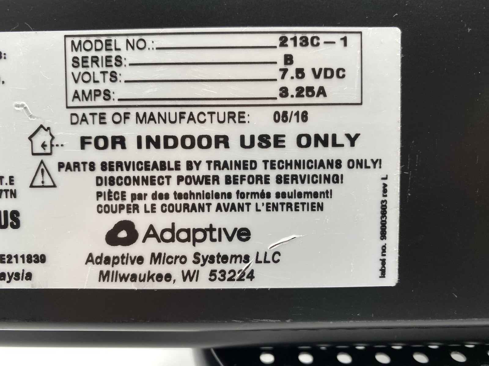 ADAPTIVE MICRO SYSTEMS 213C-1 display