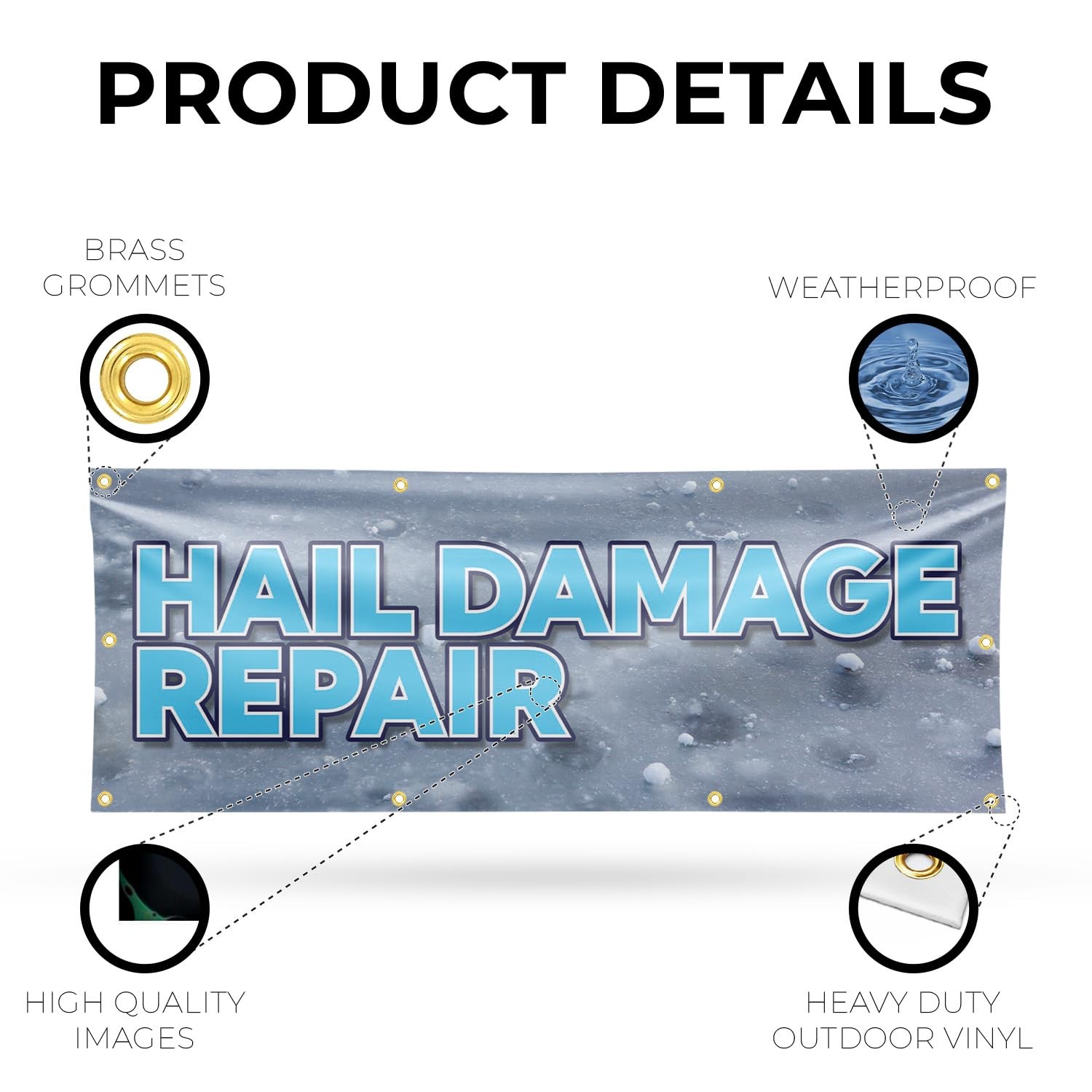 Signmission Hail Damage Repair Banner Sign 36 X 96 13 Oz Vinyl Metal