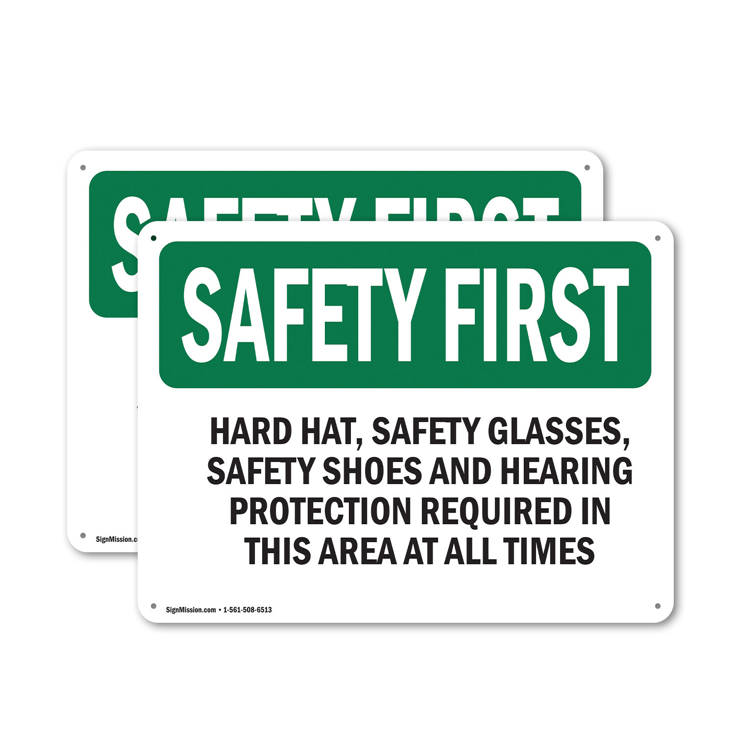 (2 Pack) Hard Hat Safety Glasses Safety Shoes And OSHA Safety First Sign Decal