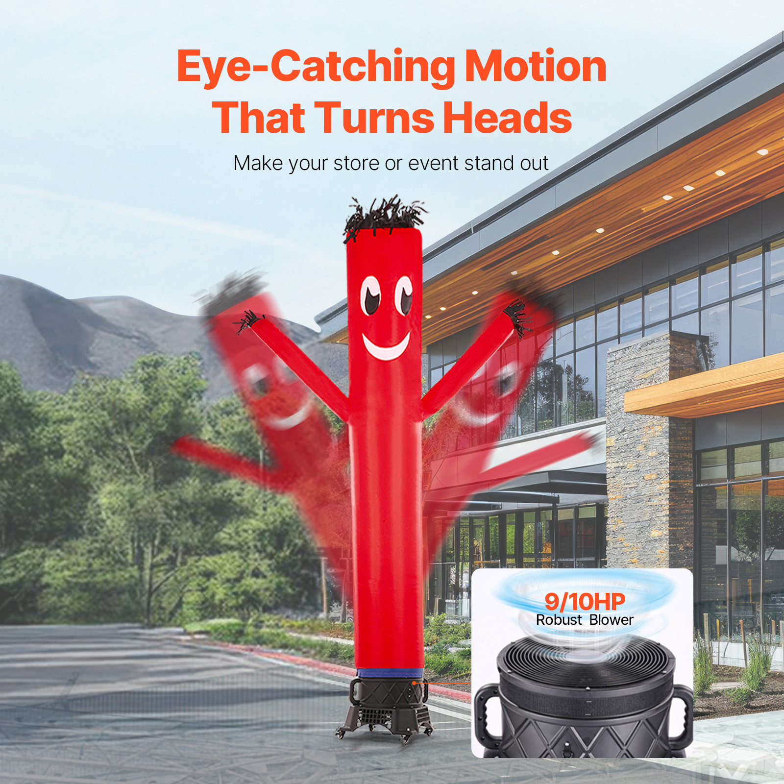 VEVOR 10 ft Wacky Waving Inflatable Tube Man with 9/10 HP Blower Fan