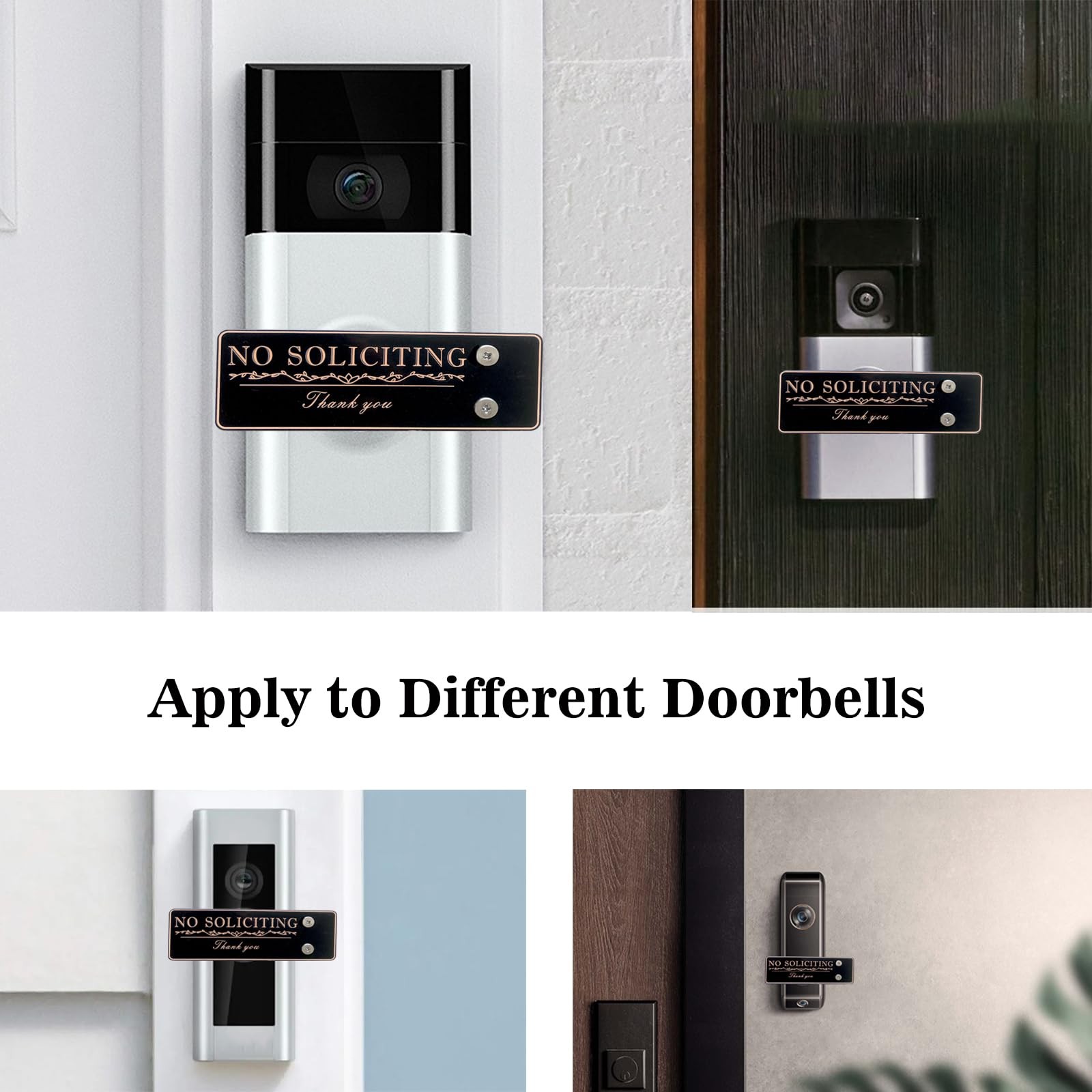 Doorbell Cover No Soliciting Sign for House, GoldU, Right