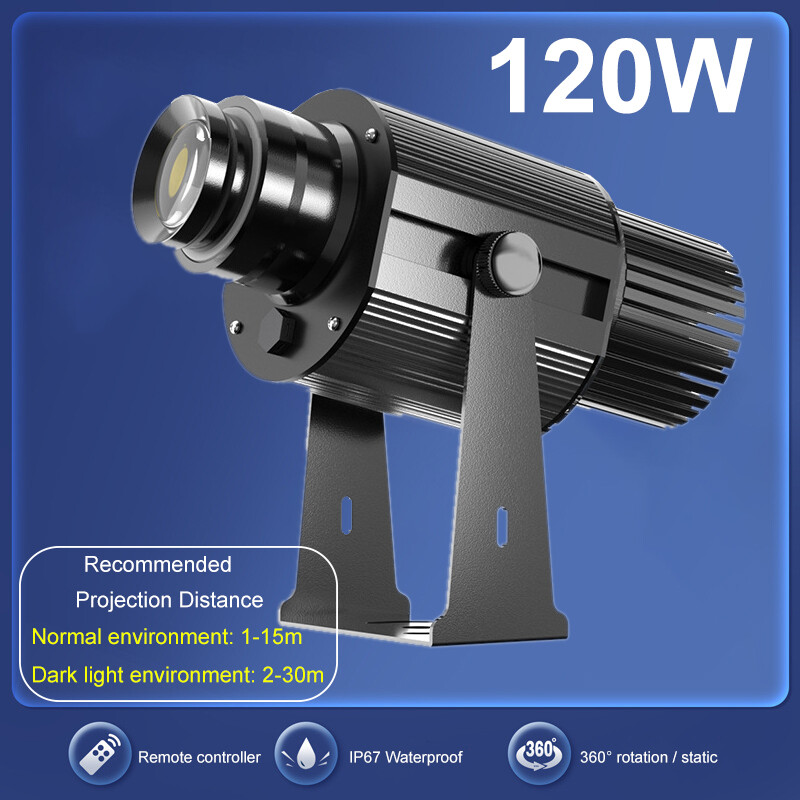 120W Logo GOBO Projector for Business Waterproof Rotational AD Sign Logo Light
