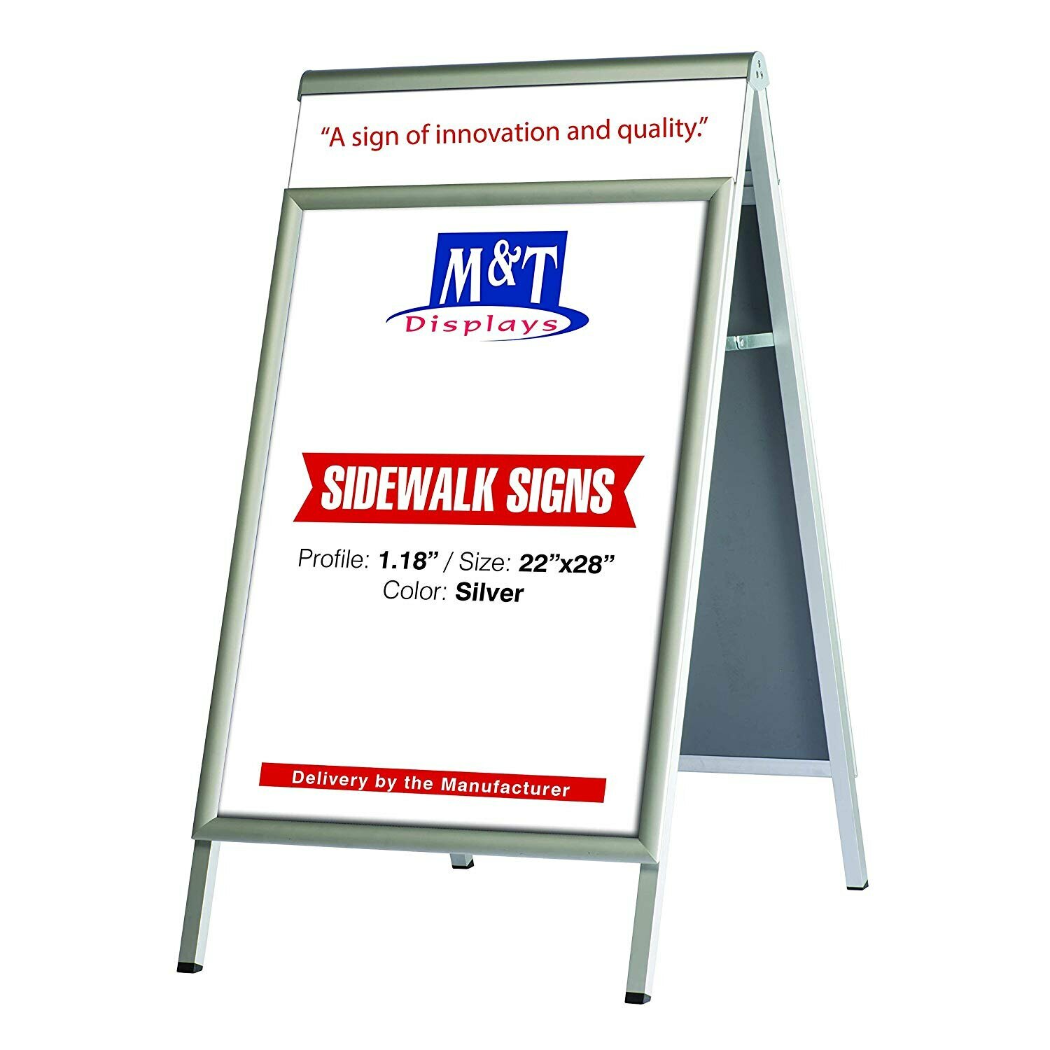 Double Sided Premium A Frame Poster Menu Sidewalk Display 22X28″ Silver
