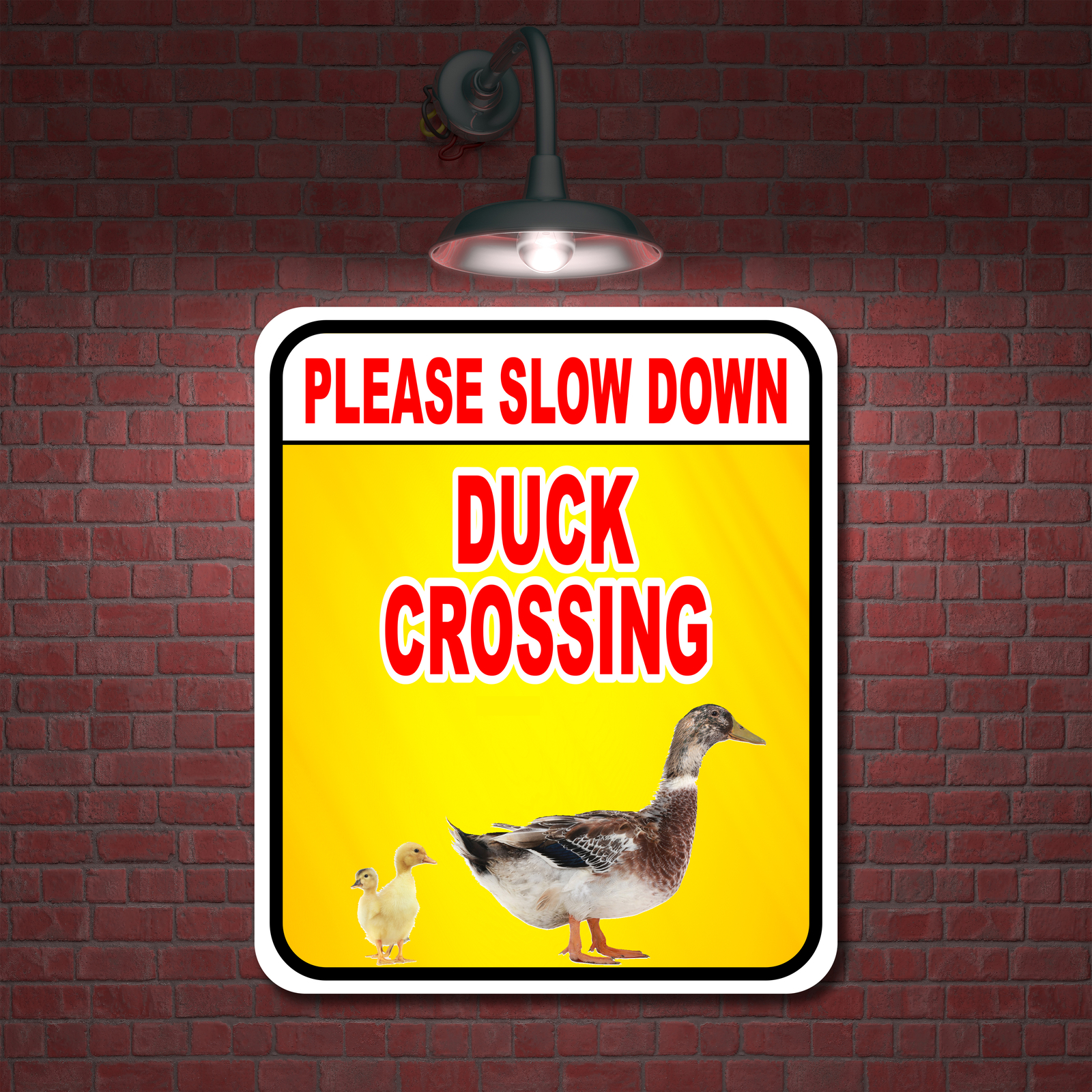 PLEASE SLOW DOWN DUCK CROSSING Aluminum Composite Sign