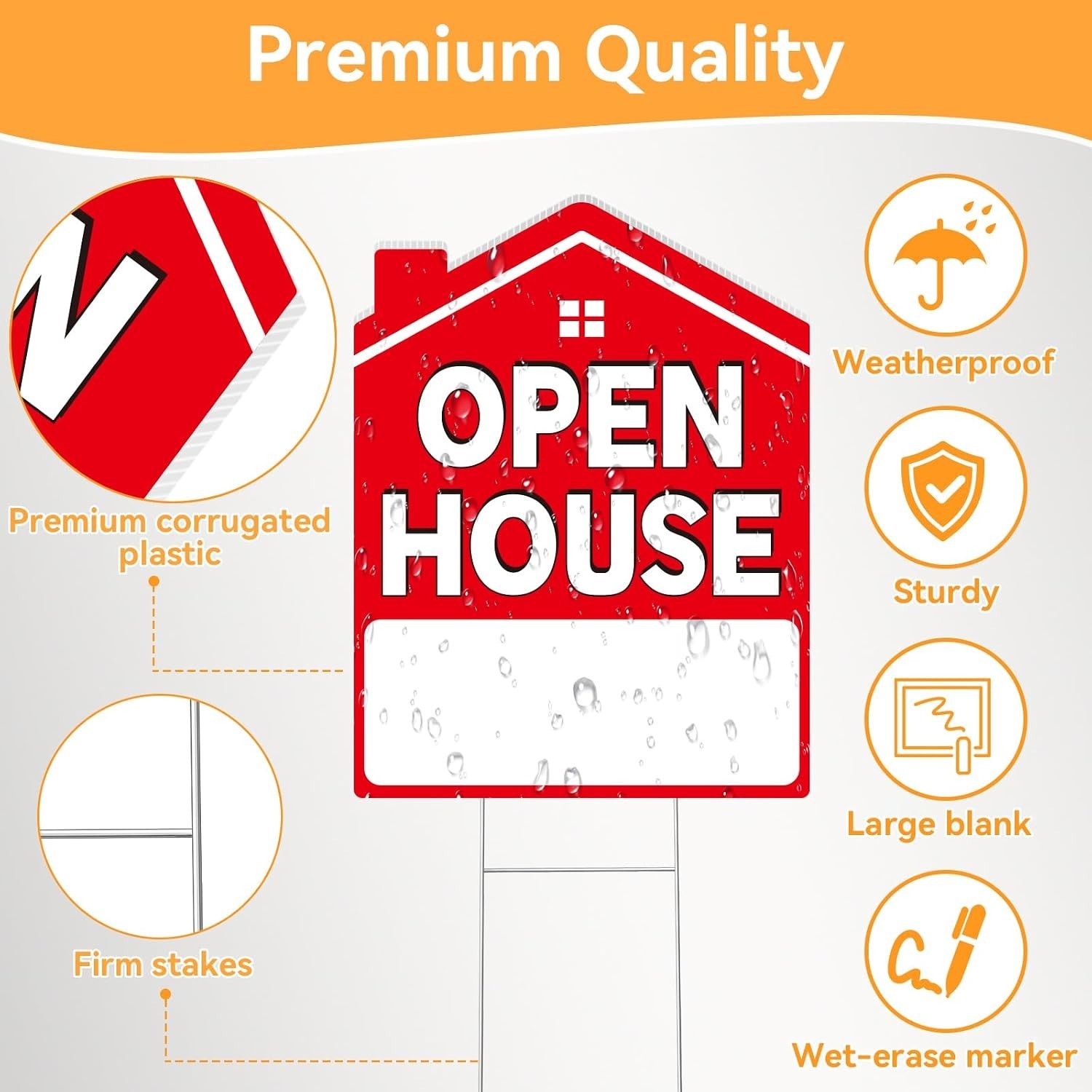 Open House Signs for Real Estate 5 Pack, 17″x13″ Open House Sign Double Sided…