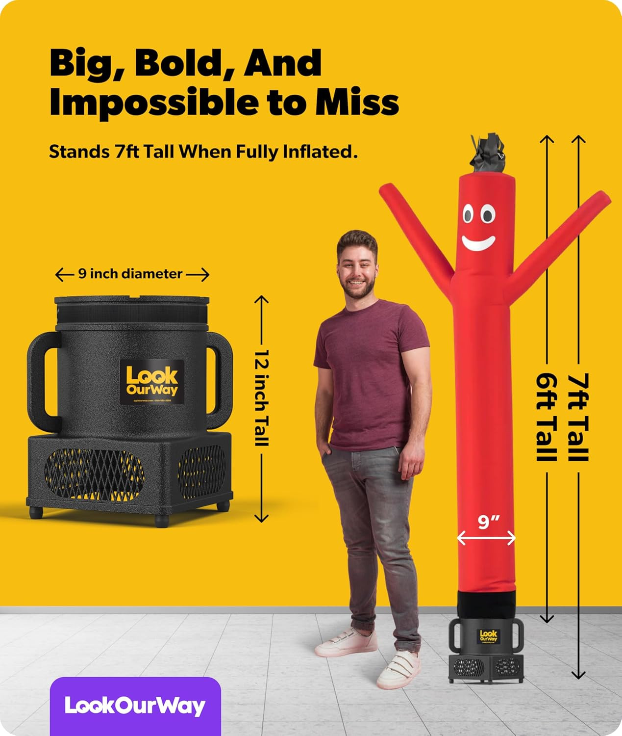 Lookourway Air Dancers Wacky Waving Inflatable Tube Guy – 7Ft Tall Inflatable Ad