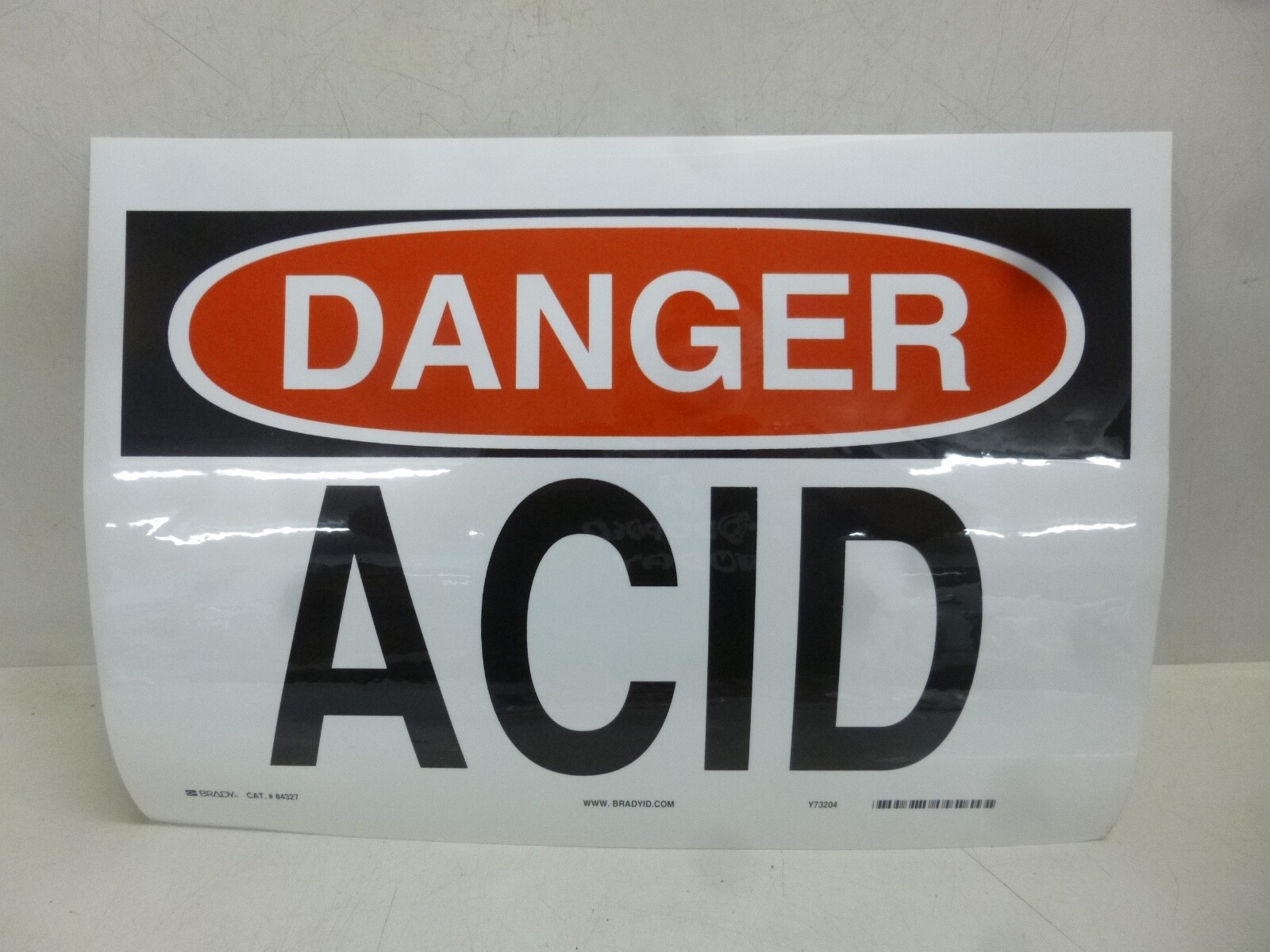 NEW BRADY Danger Sign, 10 x 14In, R and BK/WHT, Acid, PACK OF 10, 84327