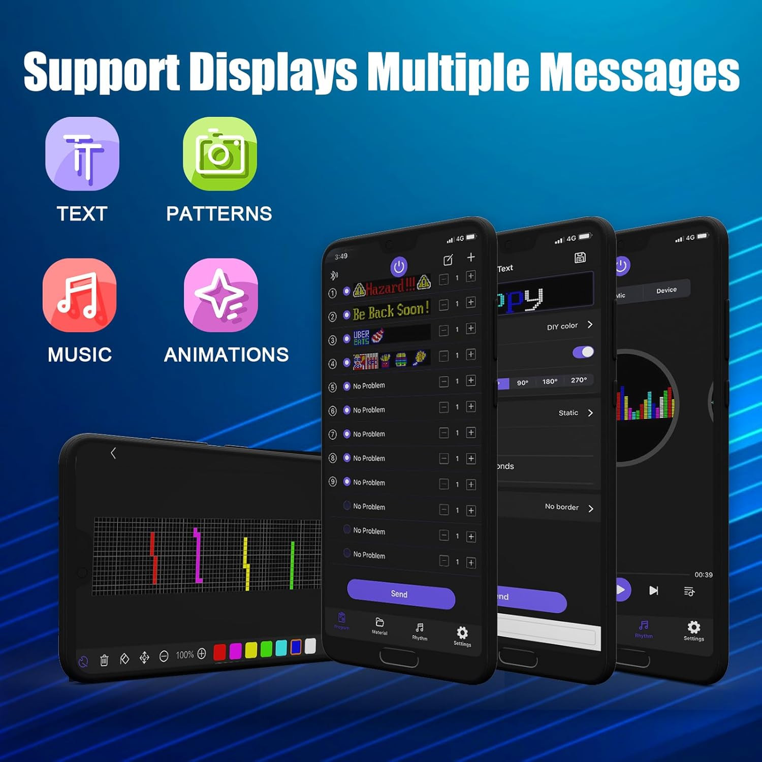 Bluetooth Programmable LED Sign – Scrolling Display for Car, Bar, Store 23″x5