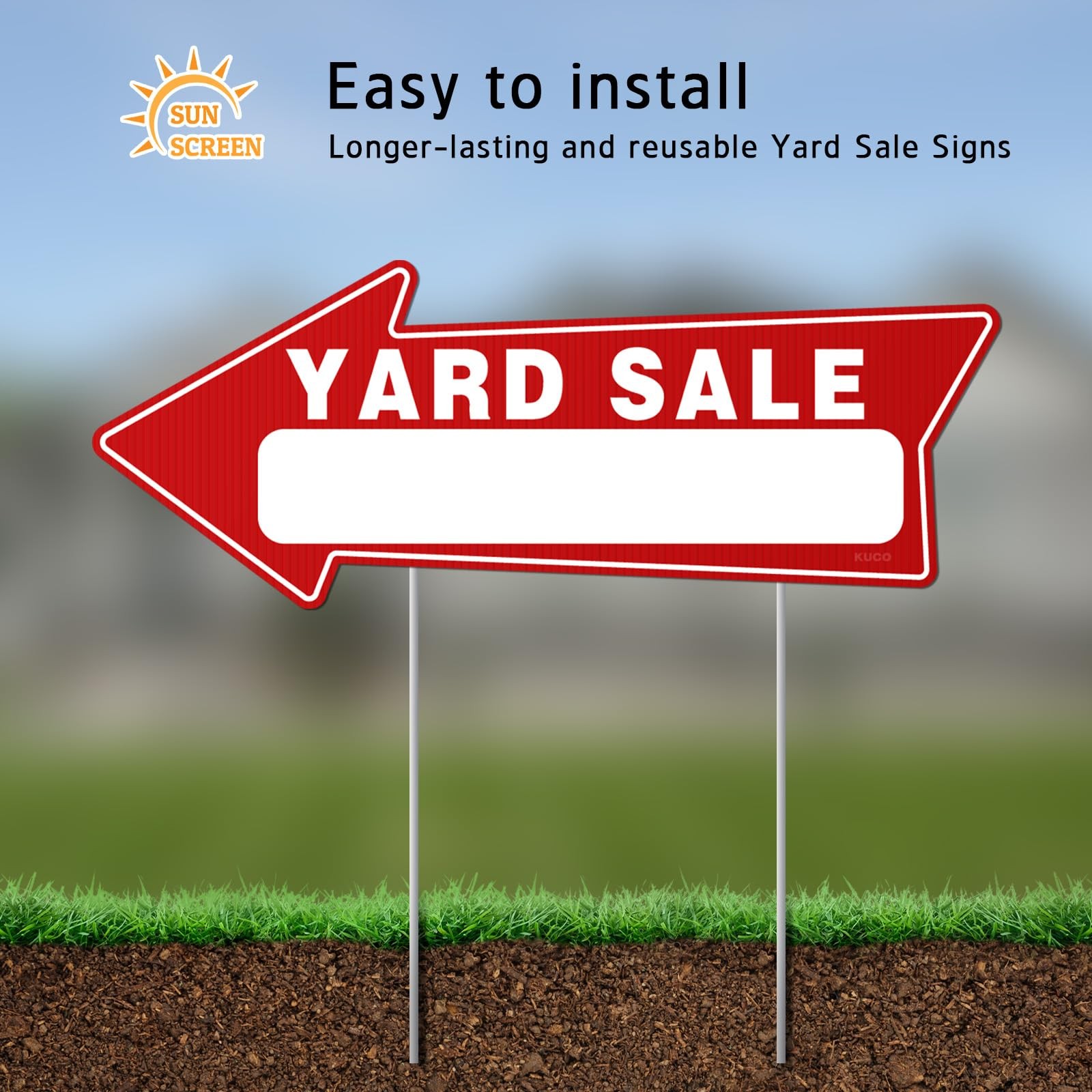 7 Pack Yard Sale Signs with Stakes – 16″x6″ Double-Sided Directional Garage Sale