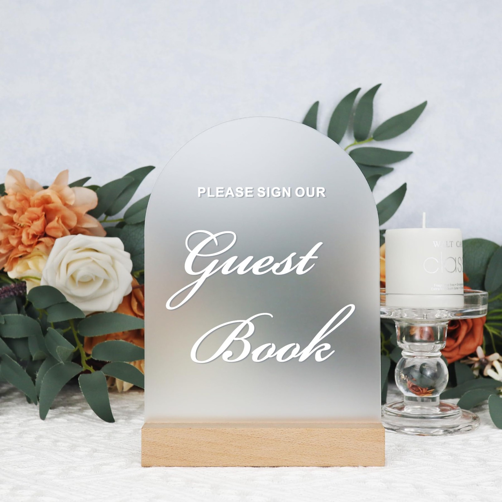 Frosted Blank Arch Acrylic Sign Wooden Stands 10 Pack DIY 4×6 Inch Table