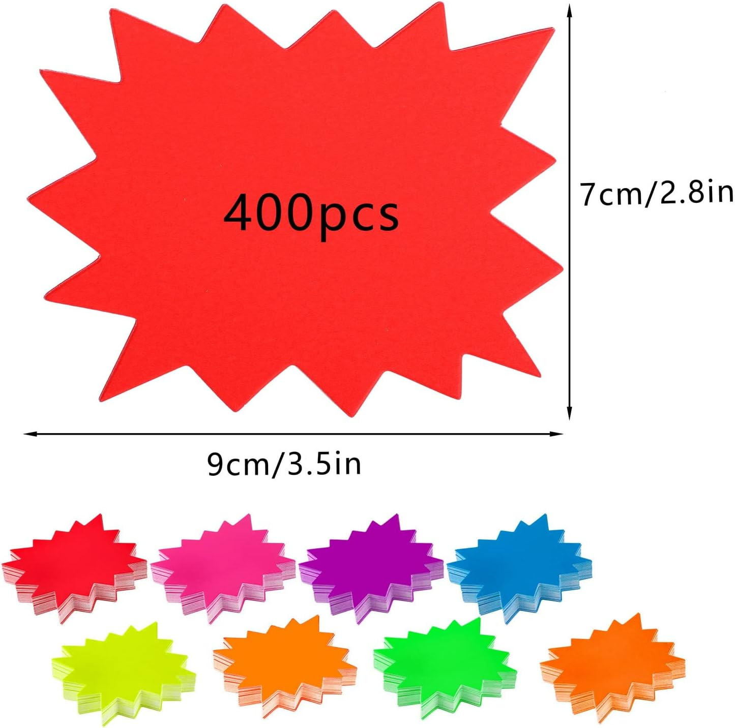 400PCS Neon Starburst Price Stickers Yard Garage Sale Poster Board Decorations
