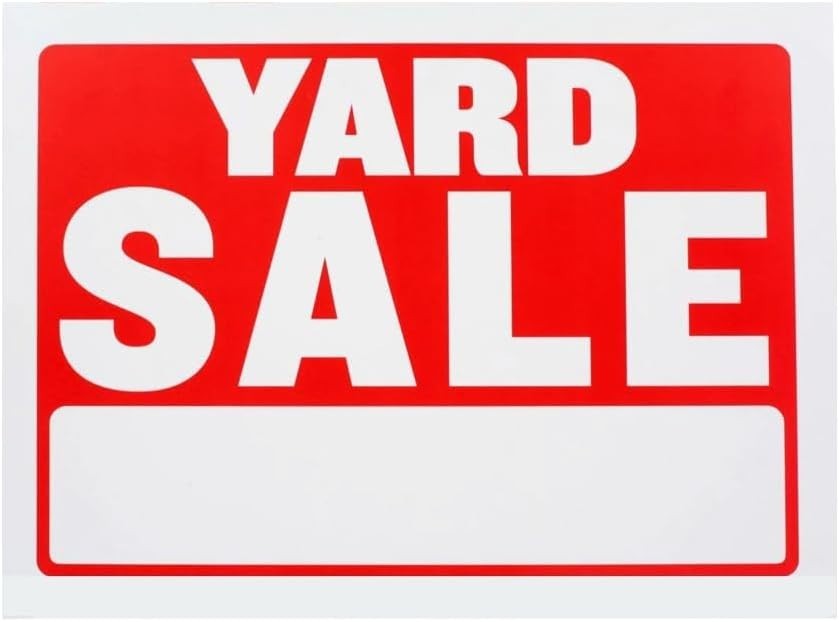 Yard Sale Sign 9”L x12″W Plastic Signs for 4PC WHITE-RED