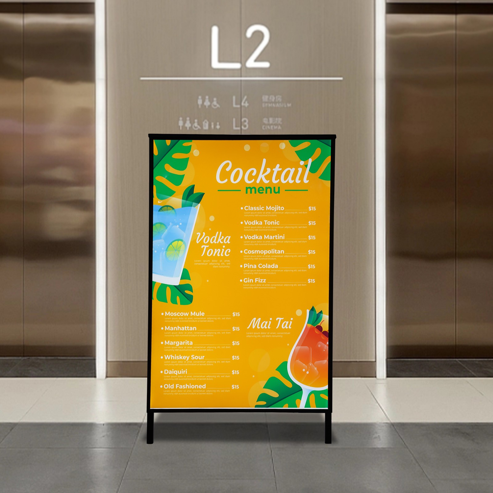 23.6*35.4in LED Light Movie Poster Frame Standing Light Sign Advertising Display