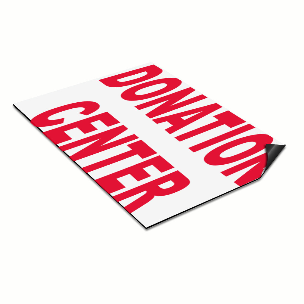 Car Magnet Set of 2 Donation Center Red Car Advertising Industrial Sign