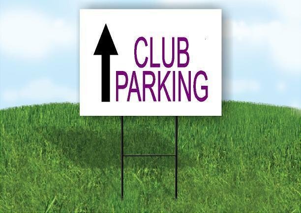 CLUB PARKING STRAIGHT ARROW PURPLE LETTERS Yard Sign with Stand LAWN SIGN