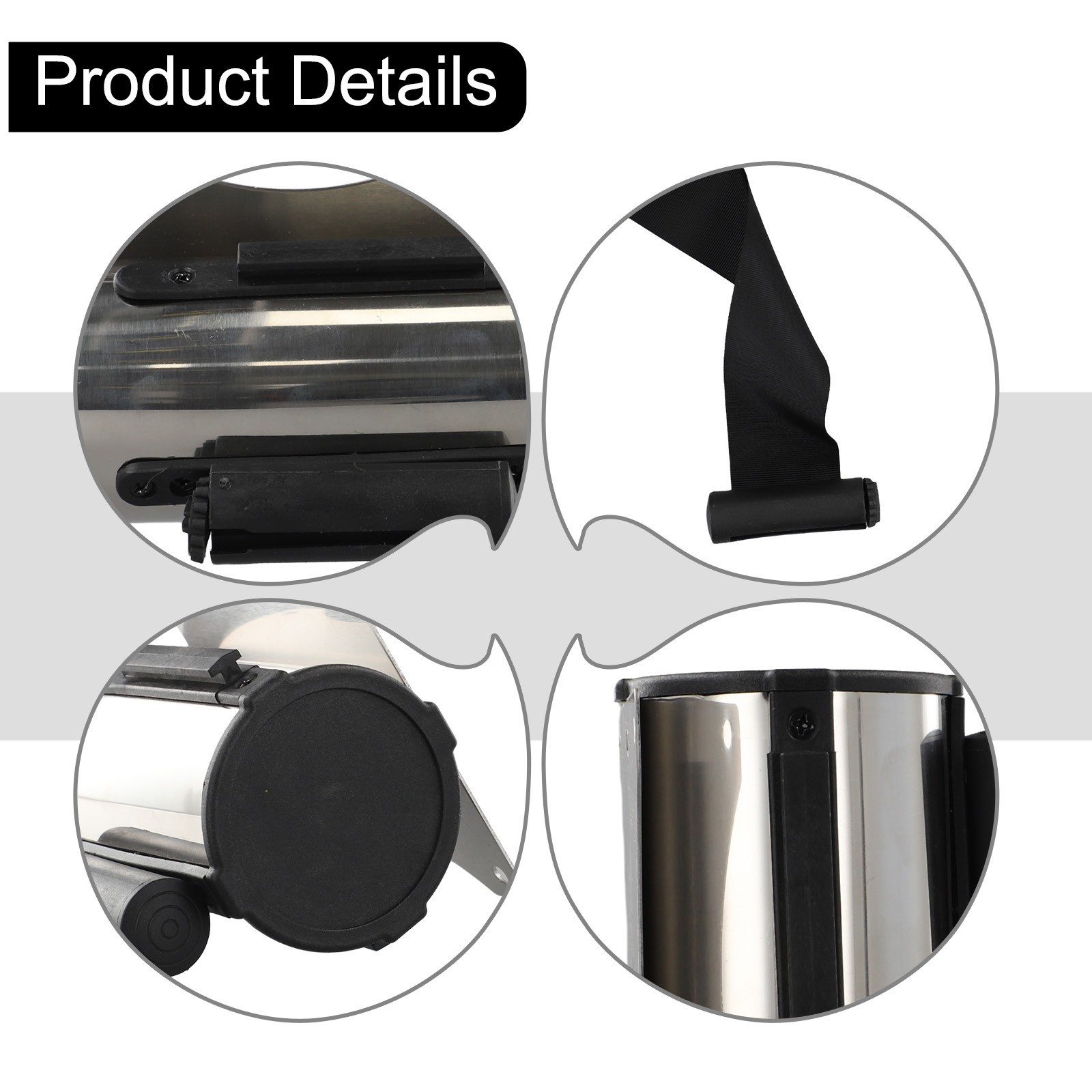 Crowd Control Stanchion with Retractable Tape and Stainless Steel Construction