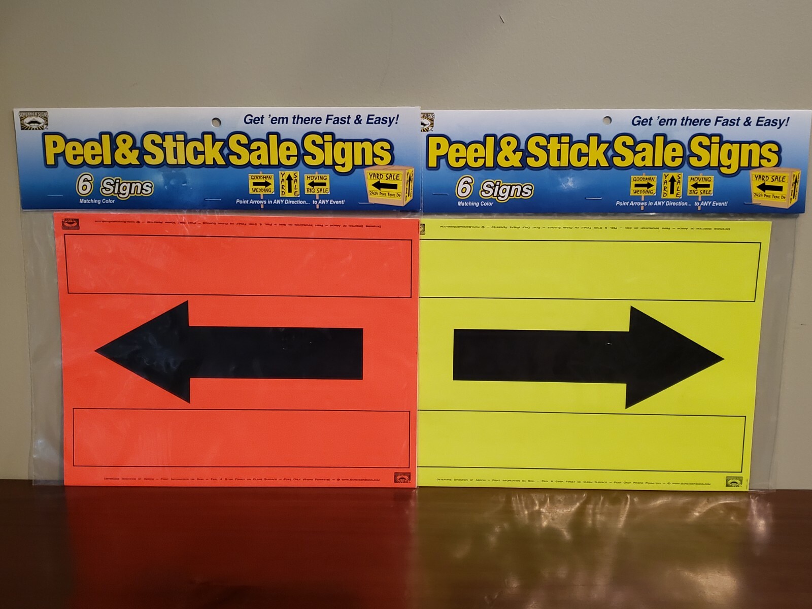 (Lot of 2) Peel & Stick Sale/Event Signs; 6 per pack; Orange/Yellow-New!