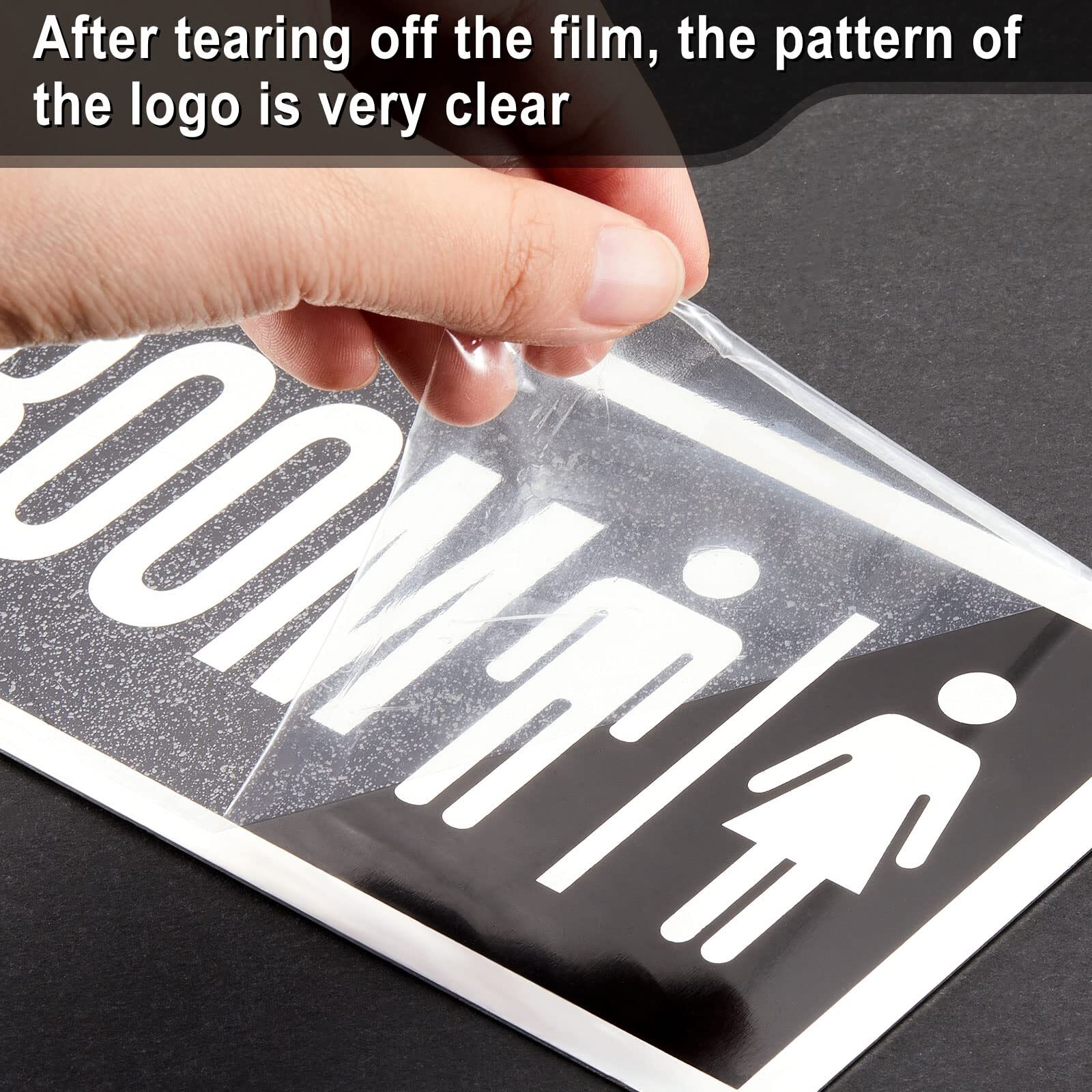 2 Pcs Double-Sided Black Aluminum Restroom Signs 12×4″ with Screws