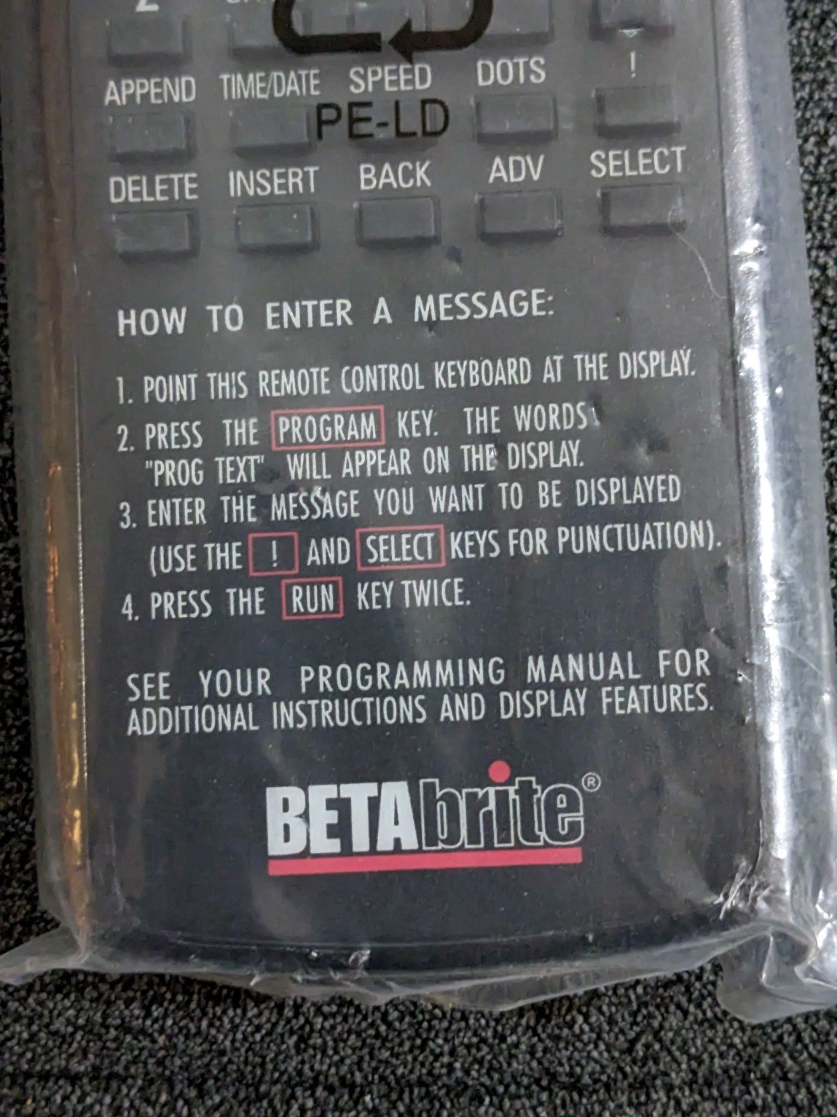 Betabrite Remote Control for Adaptive Micro Systems LED Sign SEALED NOS