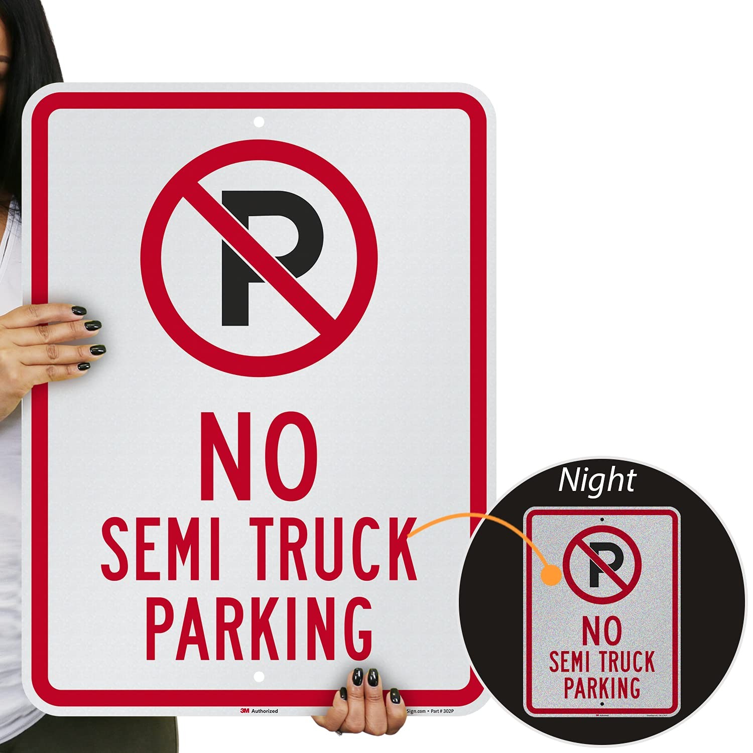 Smartsign 24 X 18 Inch No Semi Truck Parking Metal Sign 80 Mil Aluminum 3M