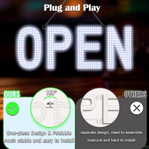 Open Signs for Business, exTopGoal 30″x10″ Ultra Bright LED Open Sign, Remote