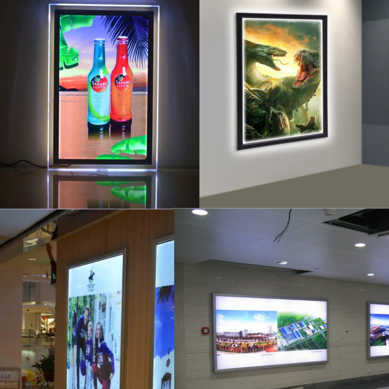2PCS 24×36 Inch LED Backlit Movie Poster Art Picture Frame Light Box Wall Mount